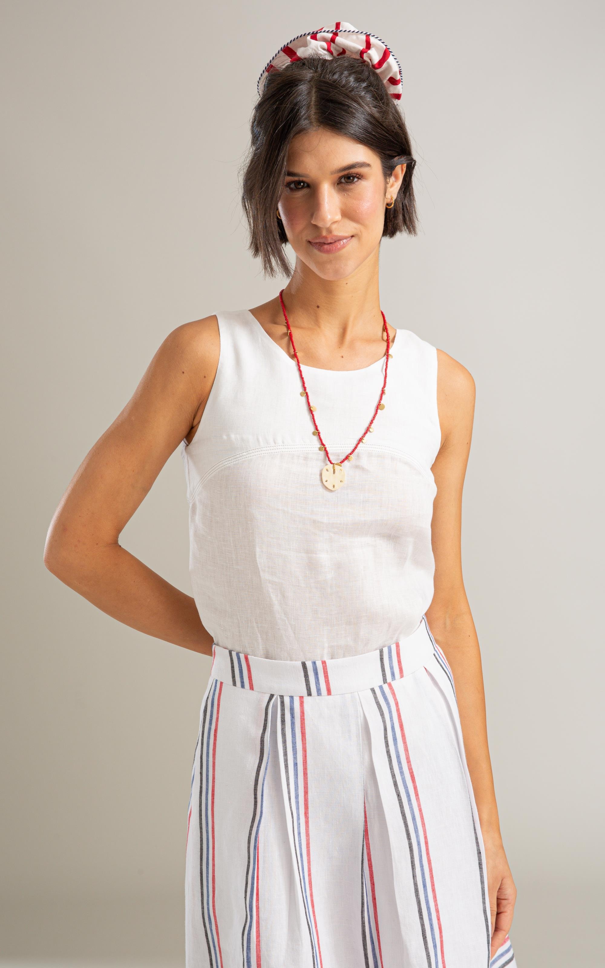 Regata Cleo Puro Linho Branco