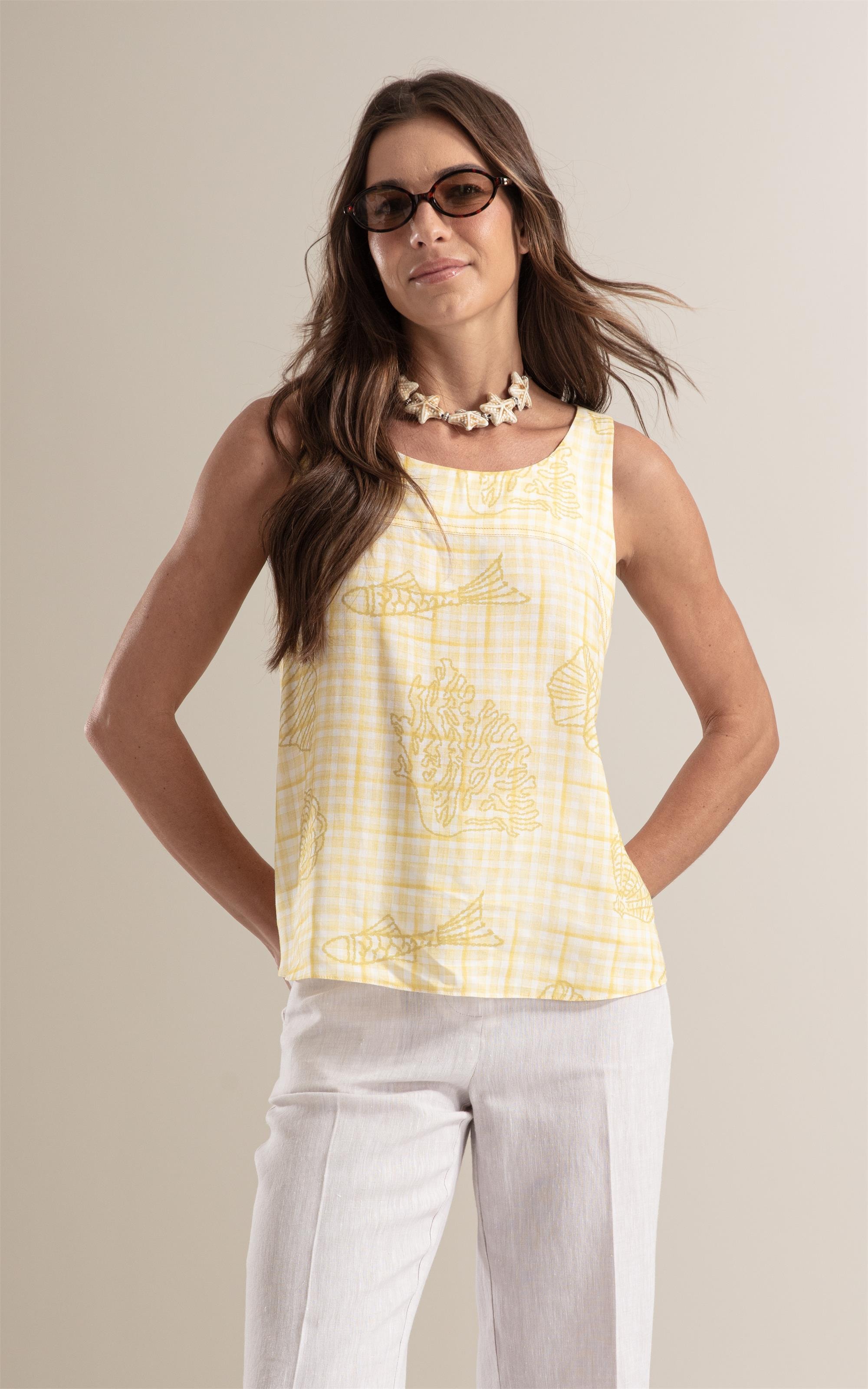 Regata Elle Vichy Linho Amarelo