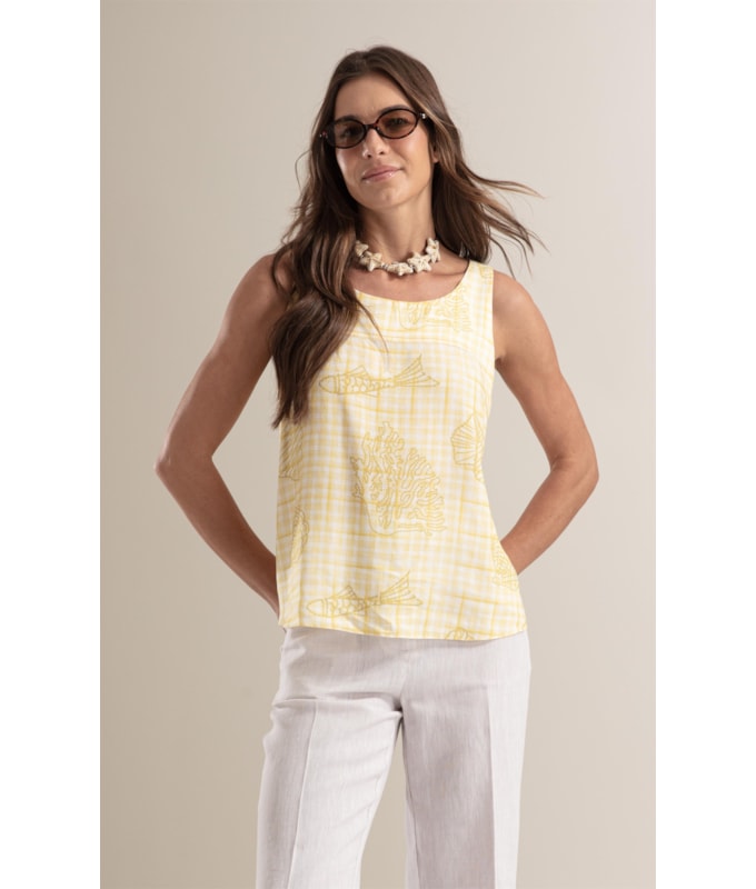 Regata Elle Vichy Linho Amarelo