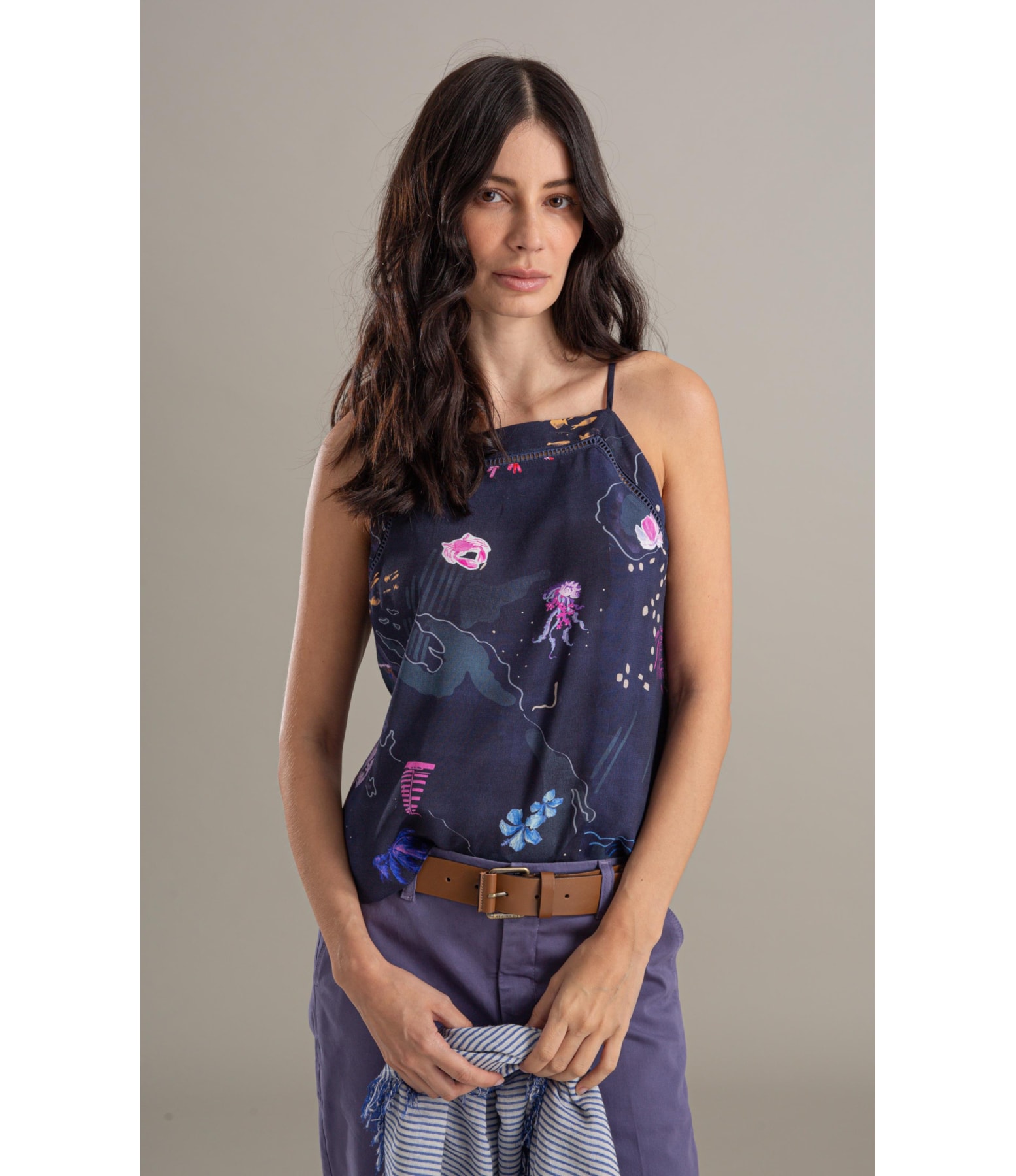 Regata Jin Mapa Viscose Dark Navy