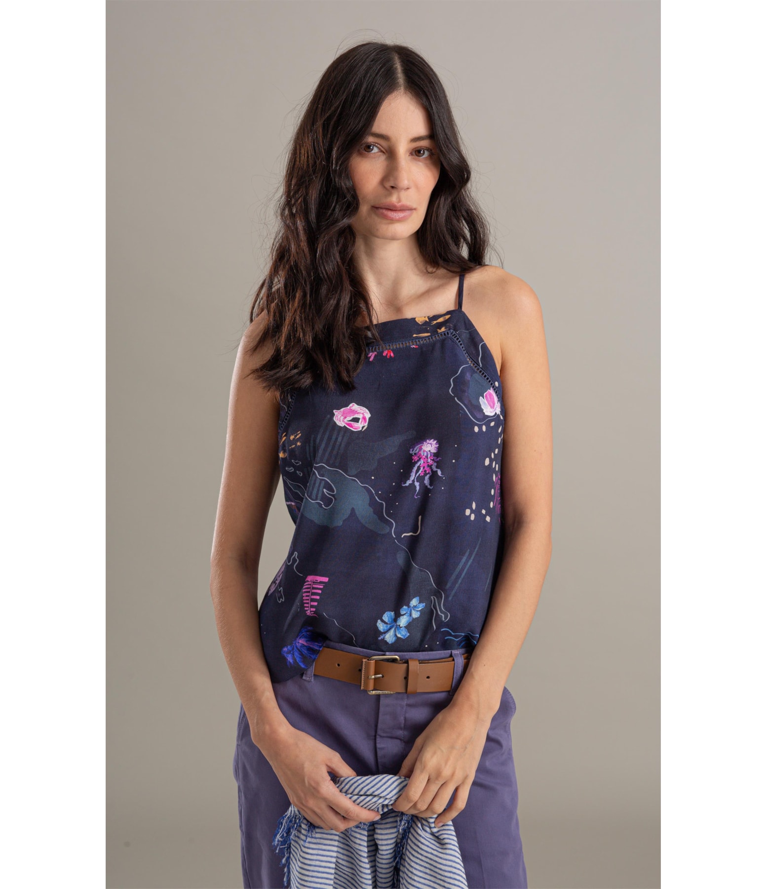 Regata Jin Mapa Viscose Dark Navy