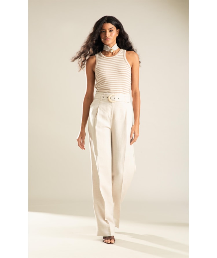 Regata Kauane Listrada Linho Off White