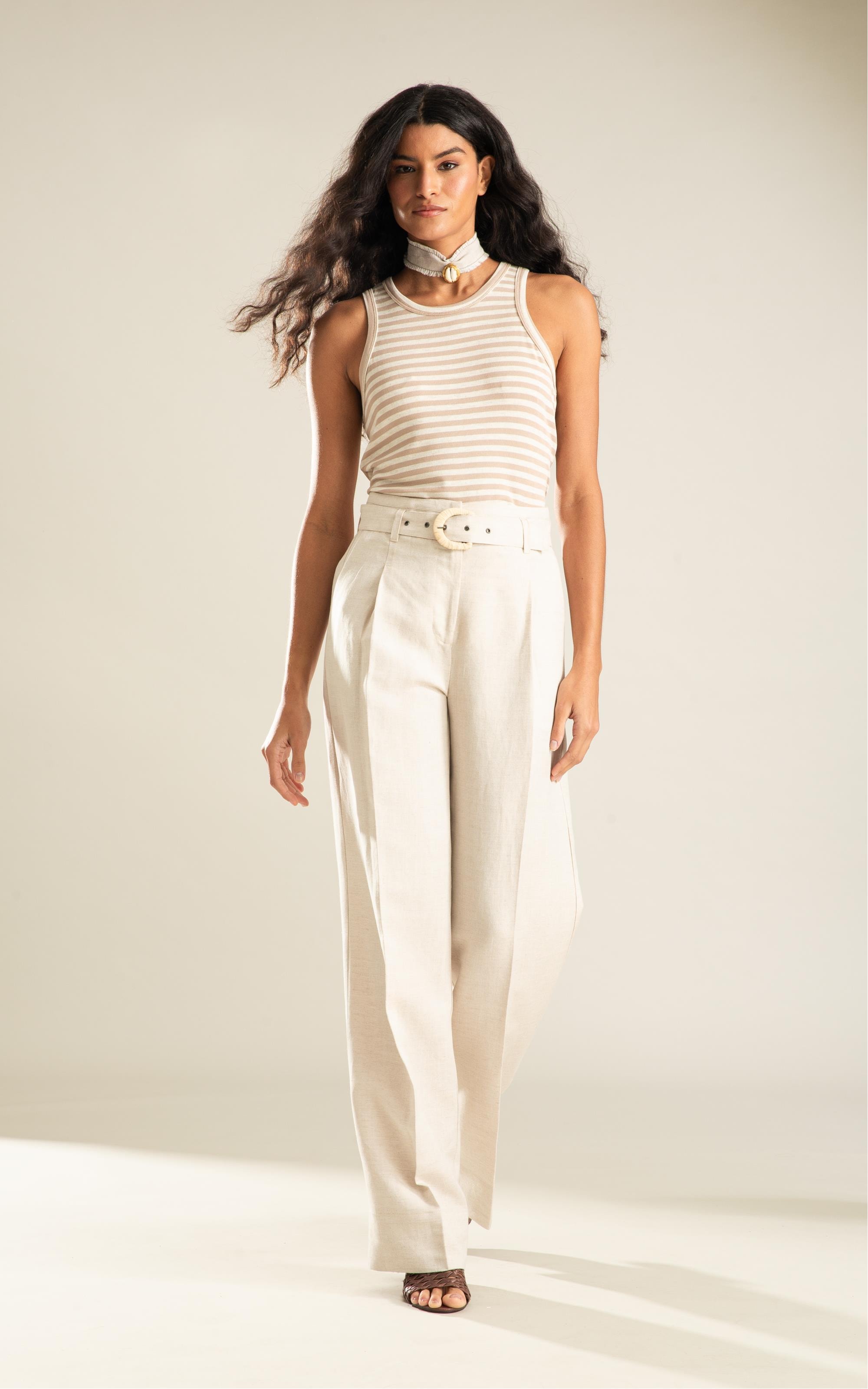 Regata Kauane Listrada Linho Off White