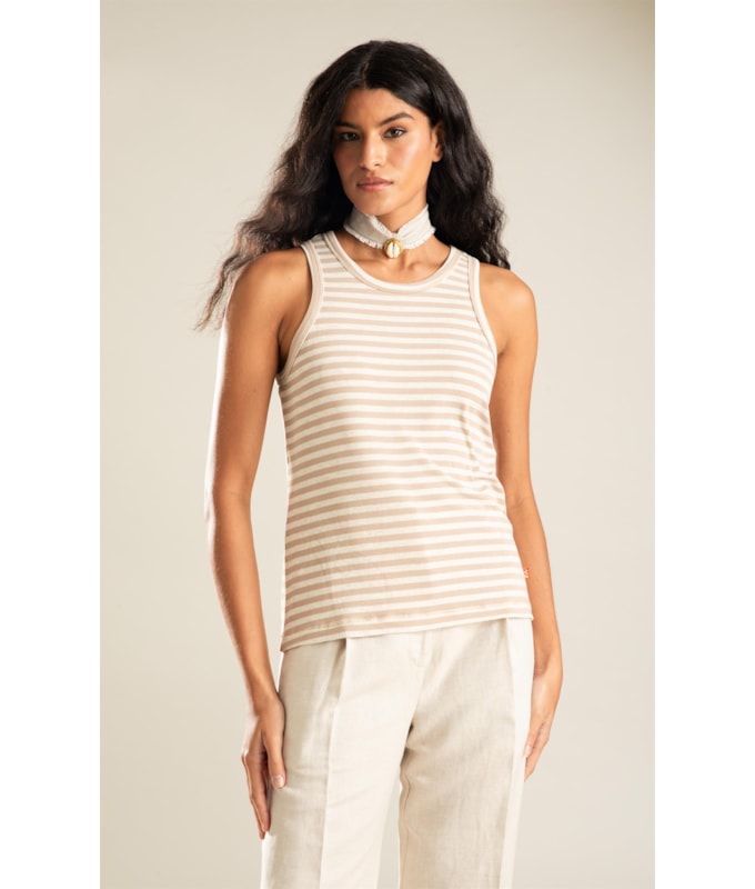 Regata Kauane Listrada Linho Off White