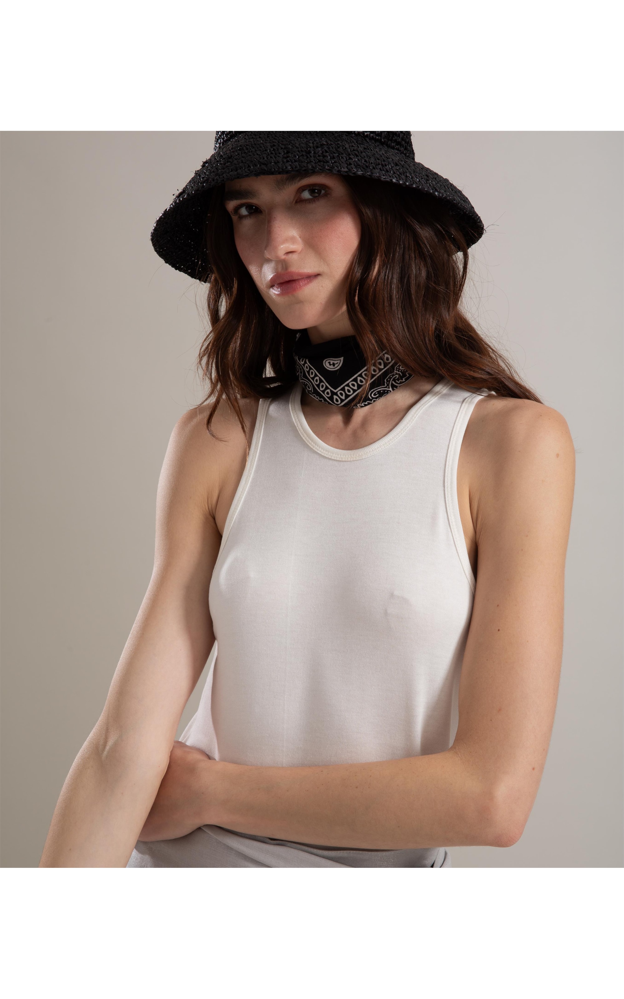 Regata Kauane Tricot Linho Branco