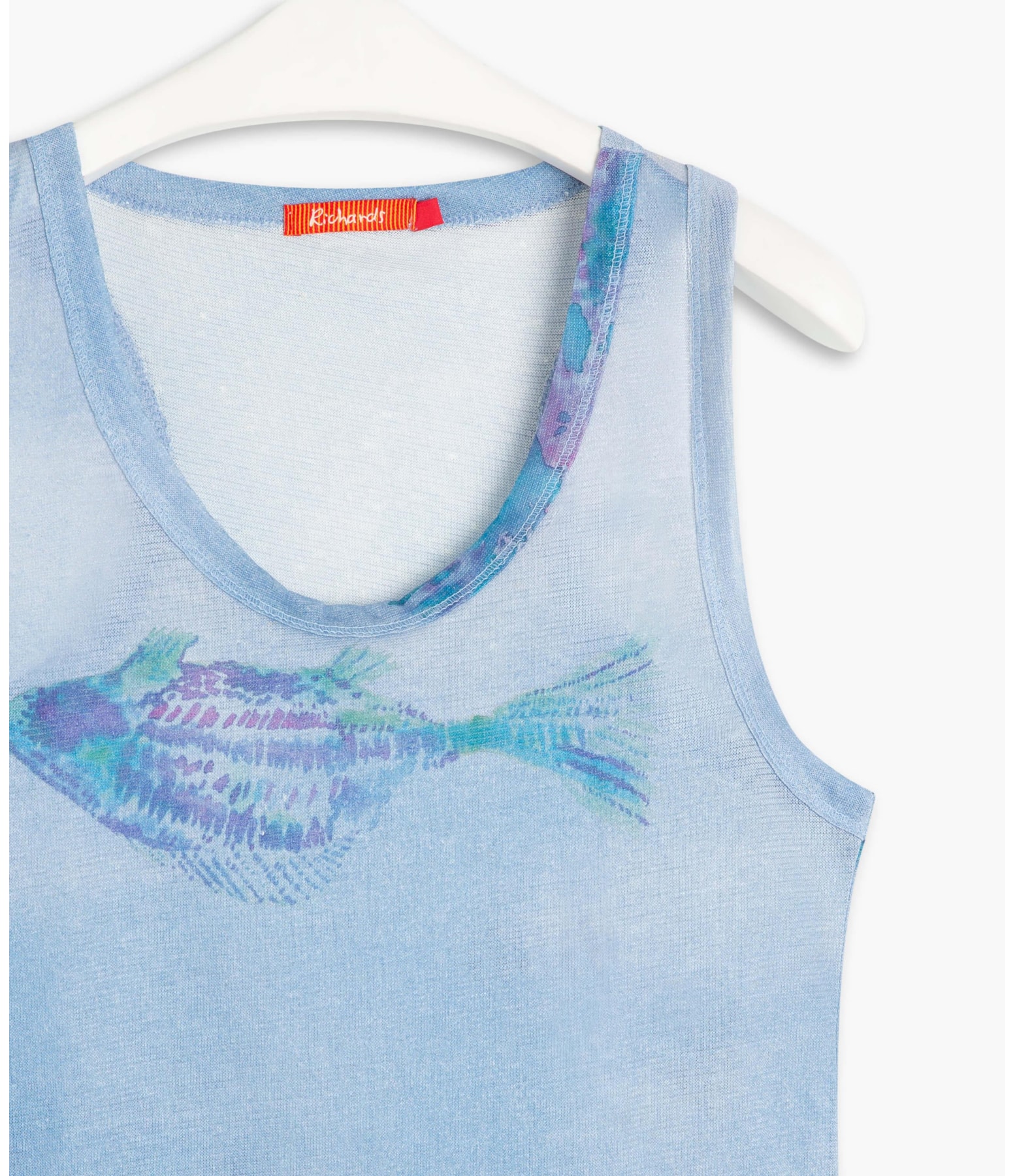 Regata Linho  Açucena Estampa Fish Blue Vintage