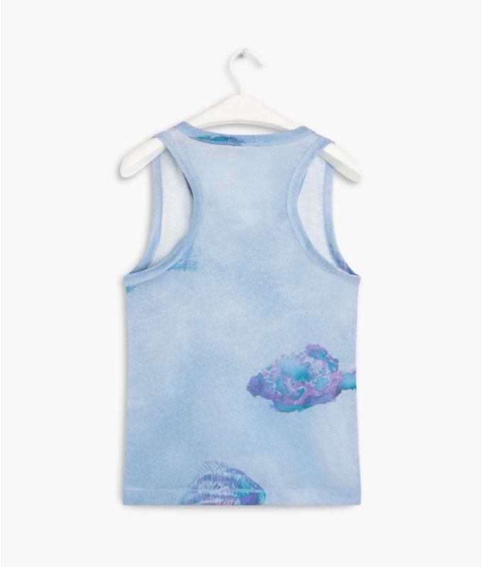 Regata Linho  Açucena Estampa Fish Blue Vintage