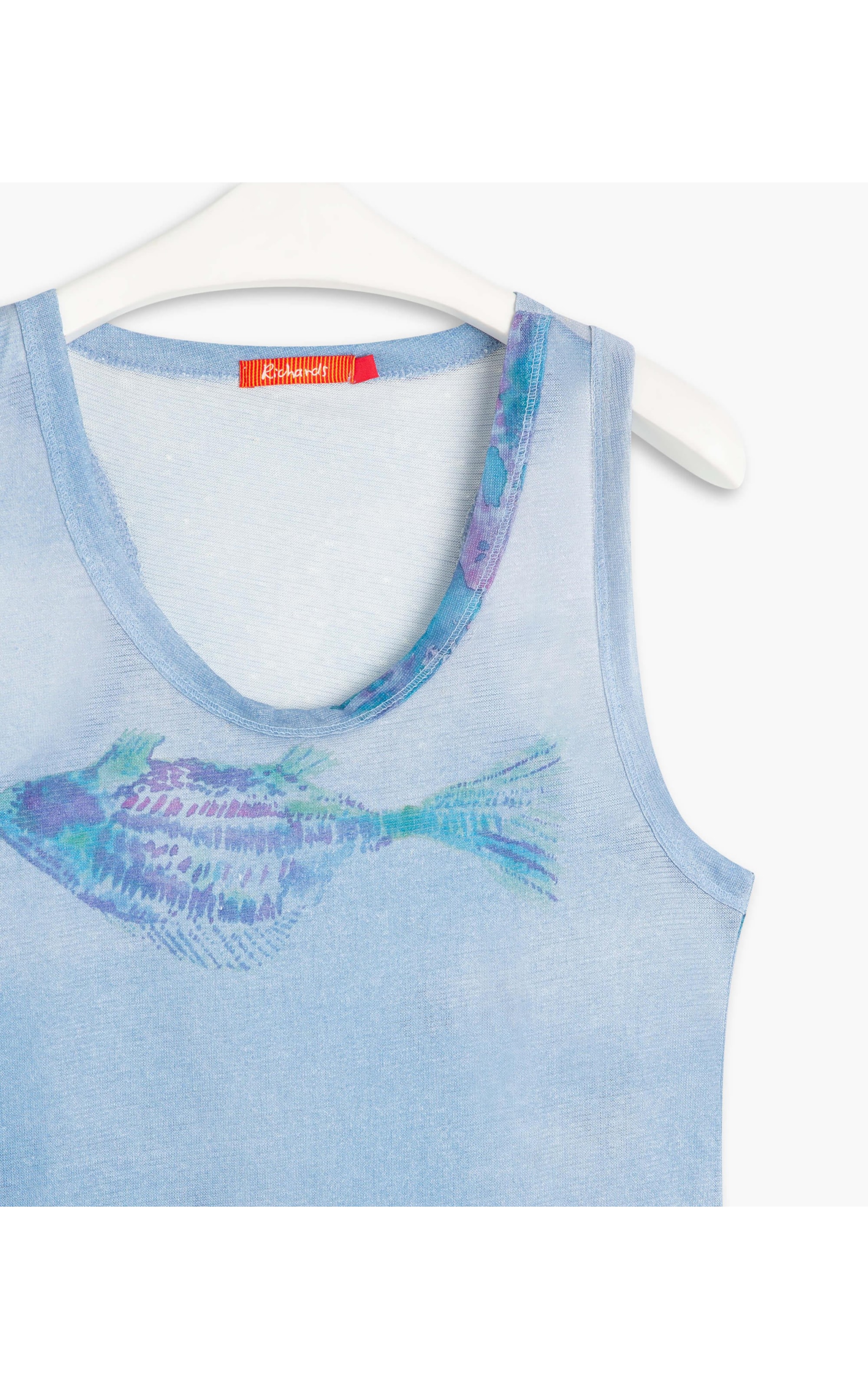 Regata Linho  Açucena Estampa Fish Blue Vintage