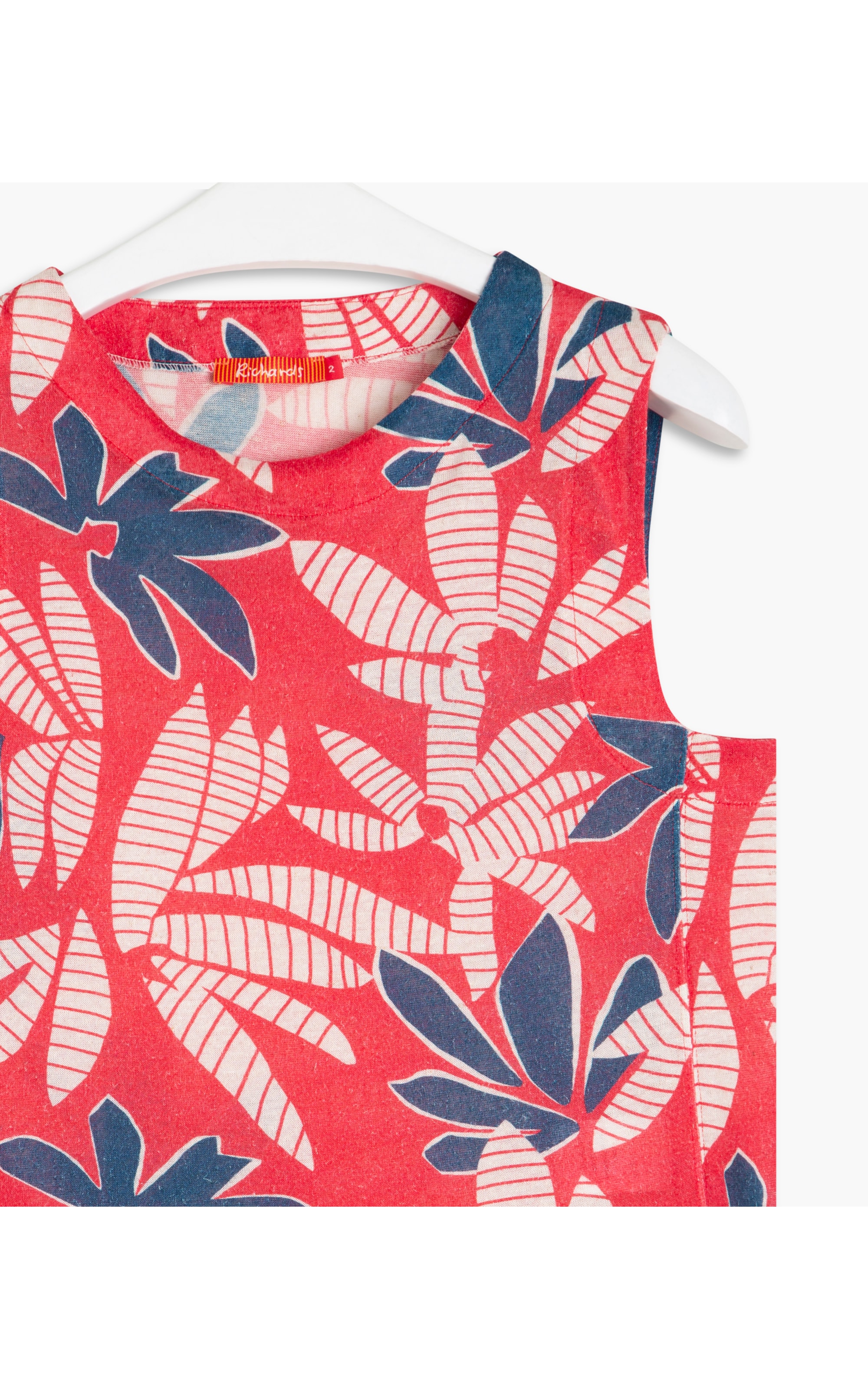 Regata Linho  Jade Est Folhas Listra Magenta