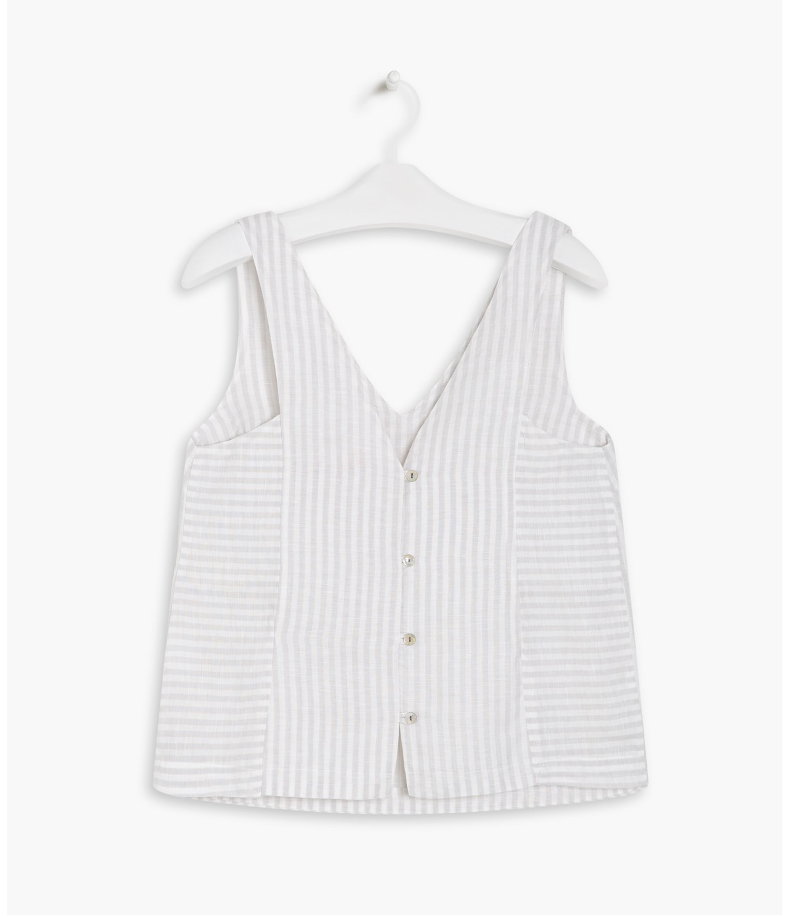 Regata Linho   Leslie Stripe Cinza Claro