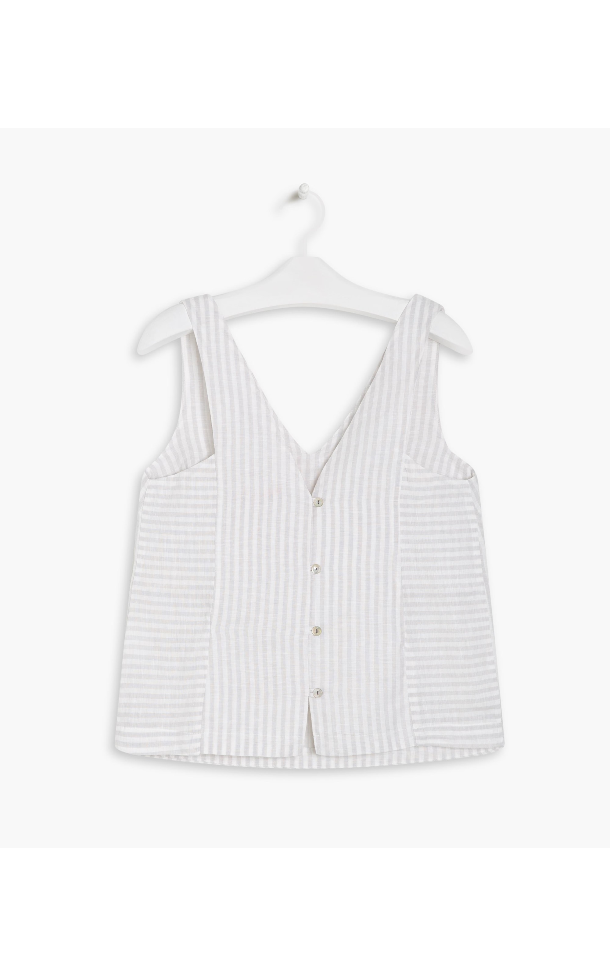 Regata Linho   Leslie Stripe Cinza Claro