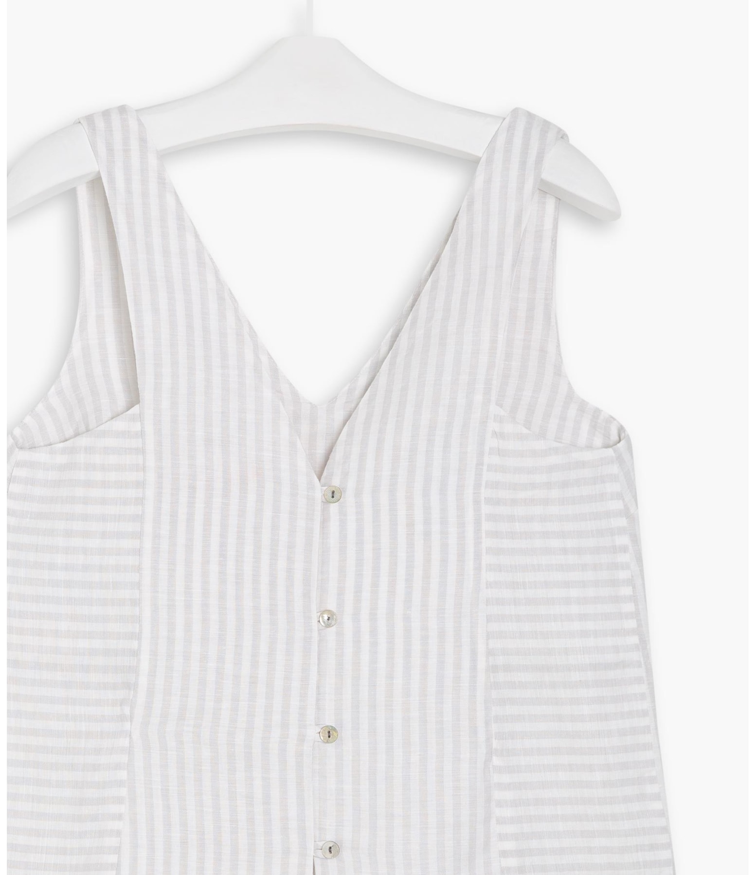 Regata Linho   Leslie Stripe Cinza Claro