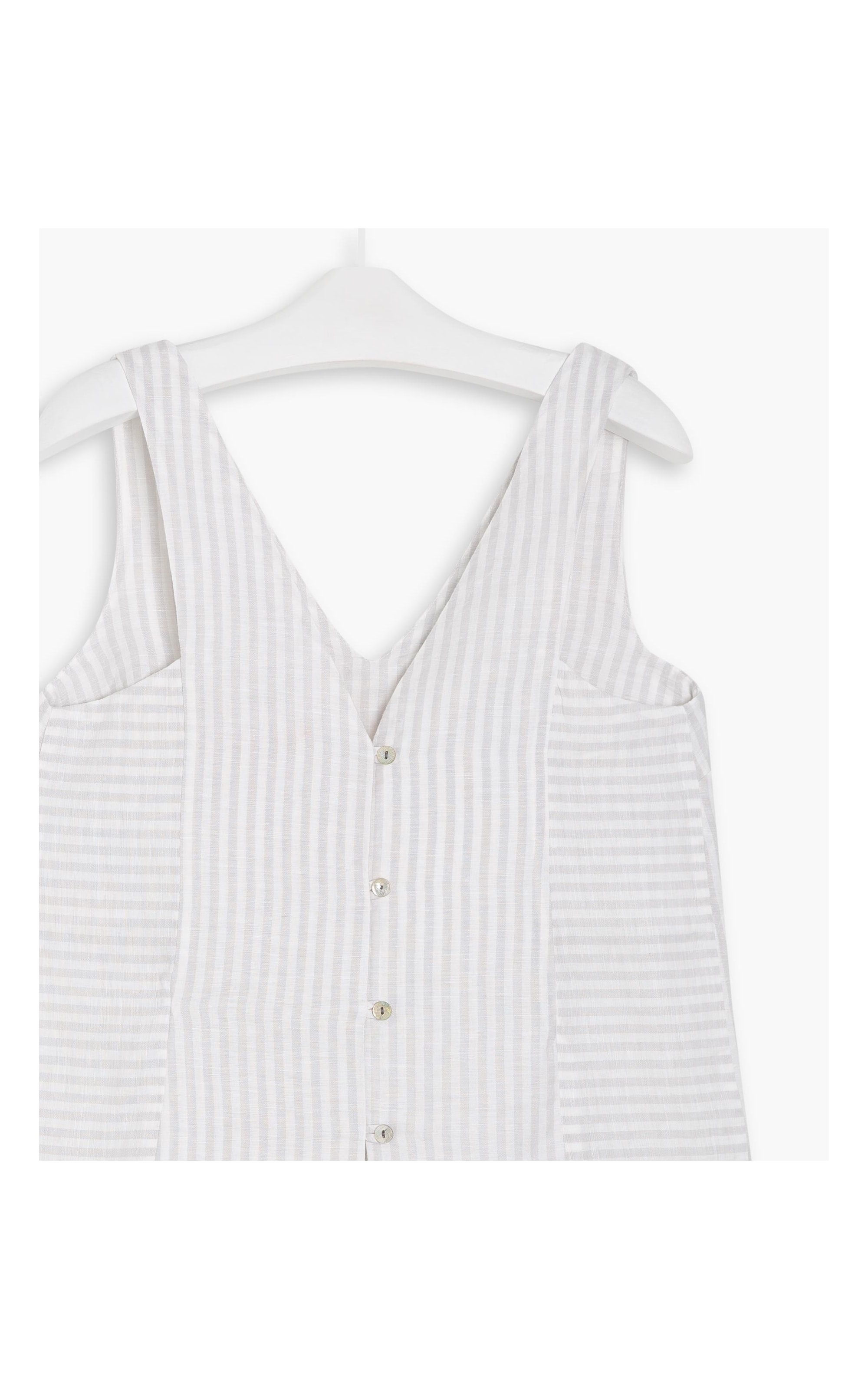 Regata Linho   Leslie Stripe Cinza Claro