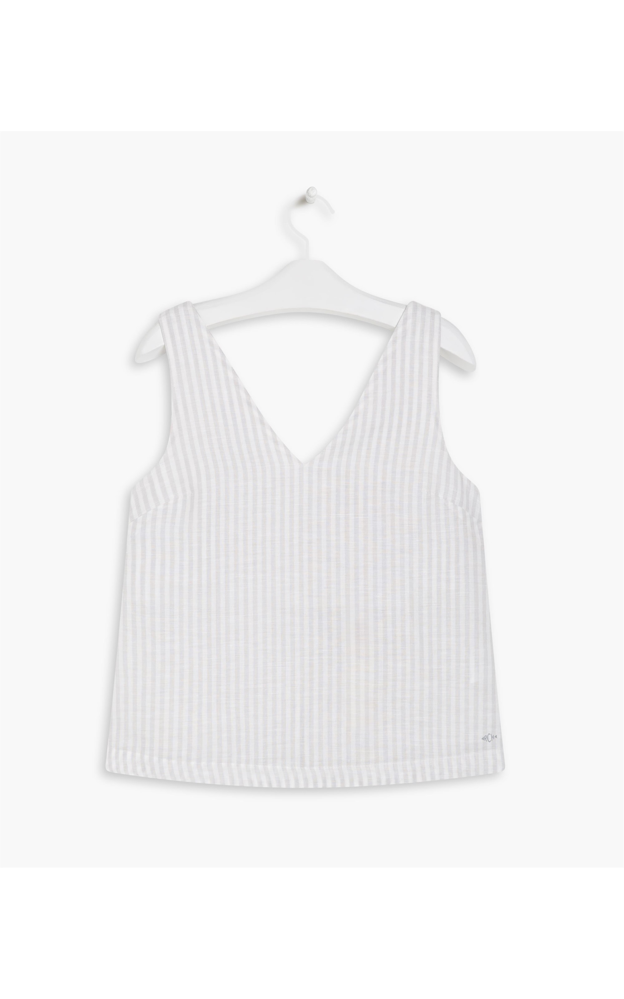 Regata Linho   Leslie Stripe Cinza Claro