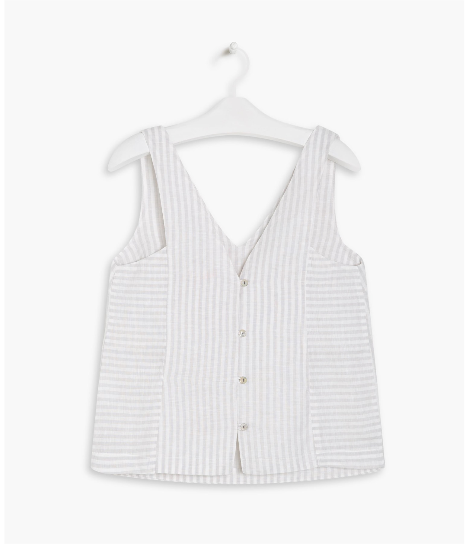 Regata Linho   Leslie Stripe Cinza Claro