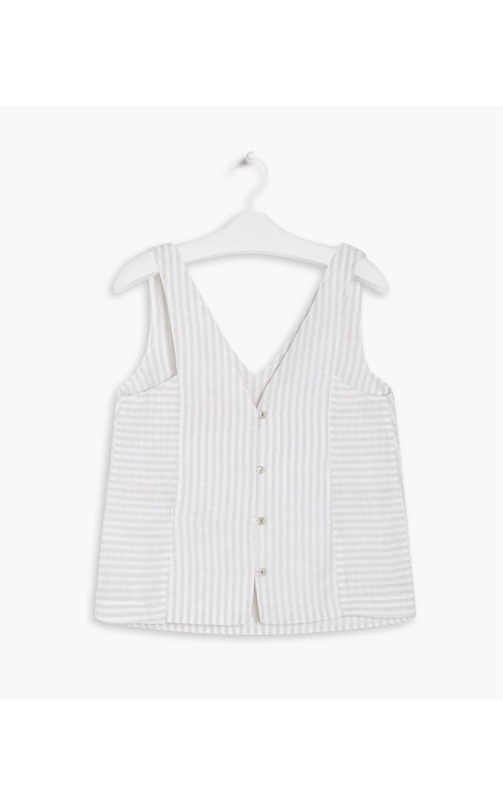 Regata Linho   Leslie Stripe Cinza Claro