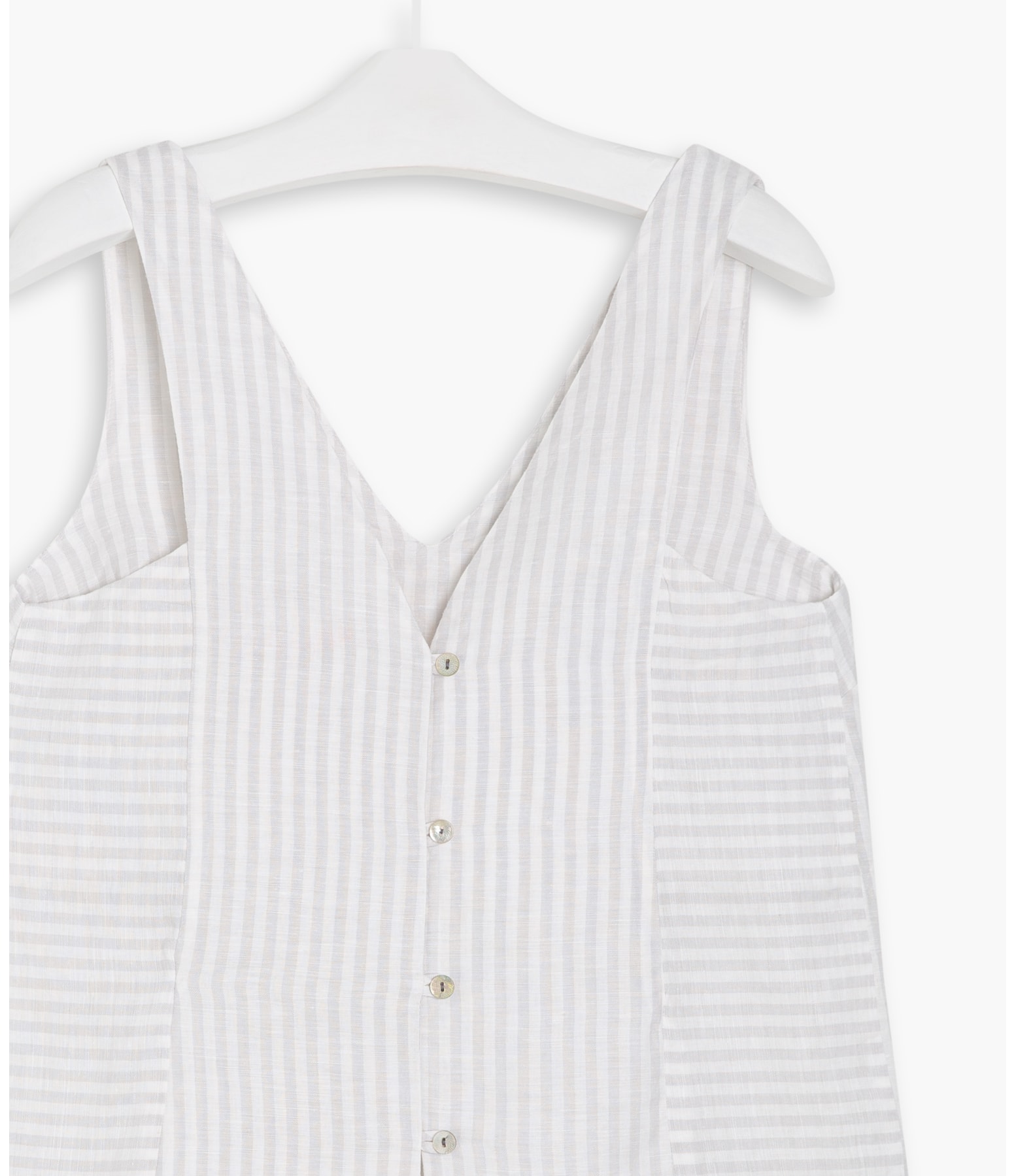 Regata Linho   Leslie Stripe Cinza Claro