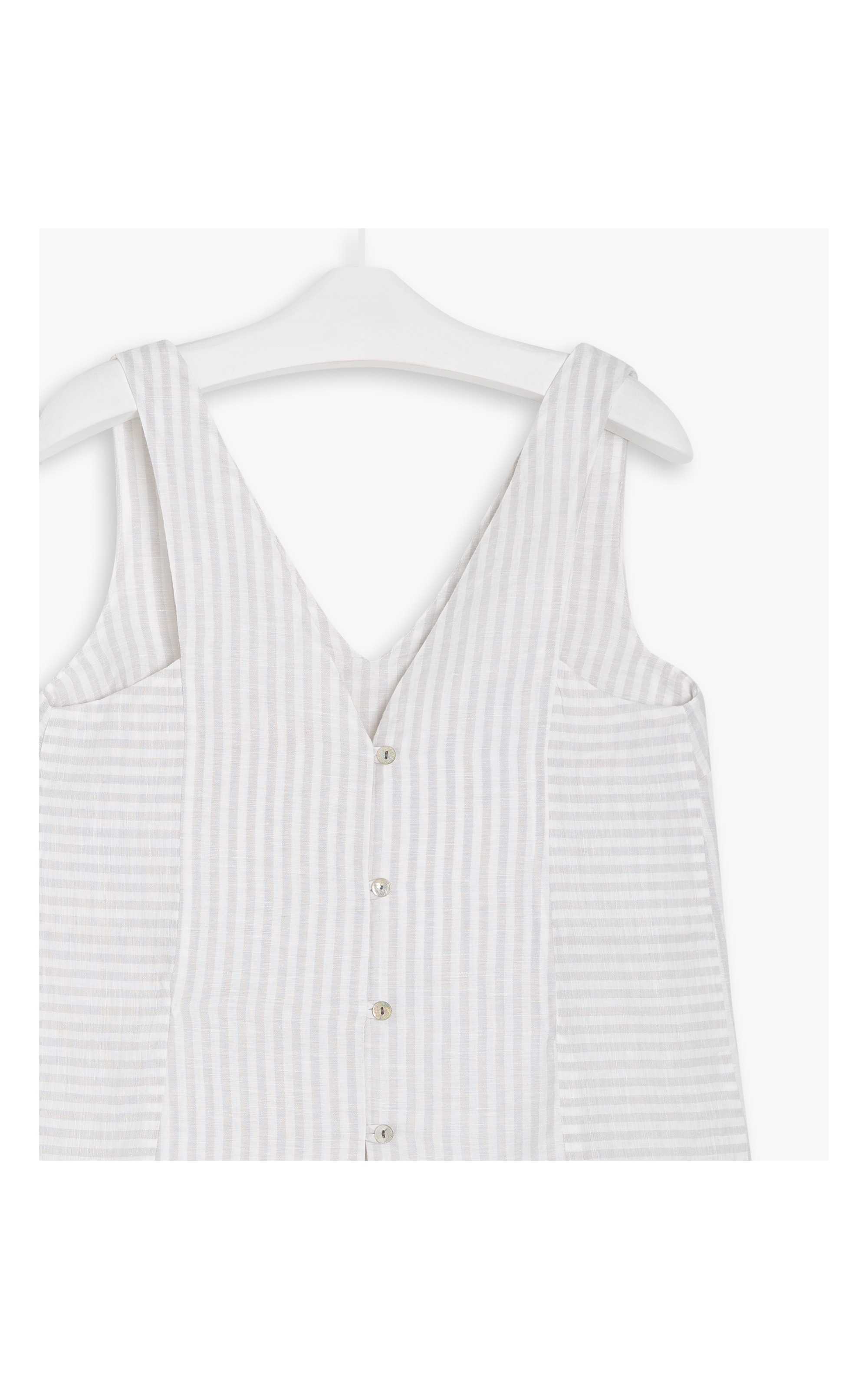 Regata Linho   Leslie Stripe Cinza Claro