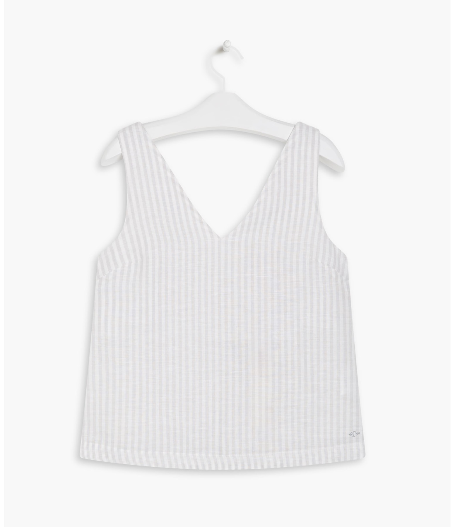 Regata Linho   Leslie Stripe Cinza Claro