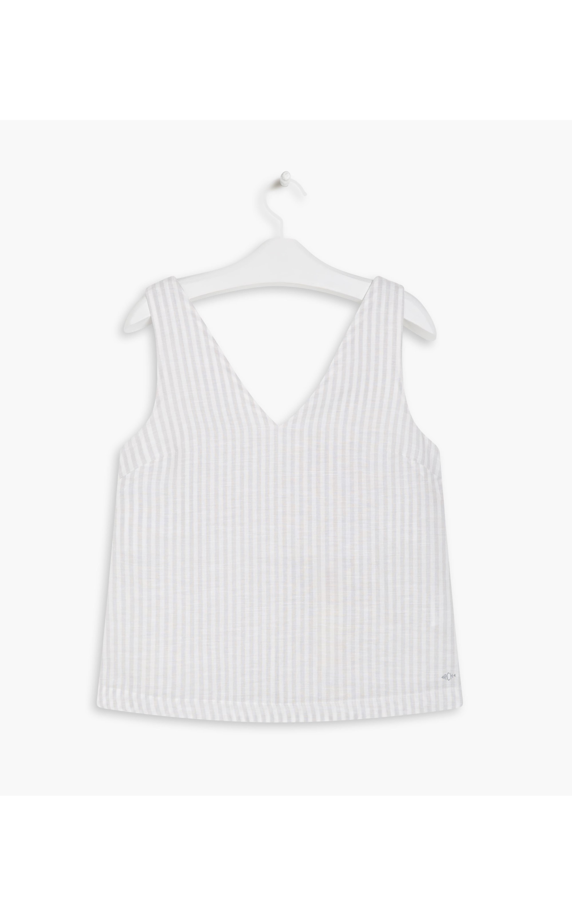 Regata Linho   Leslie Stripe Cinza Claro