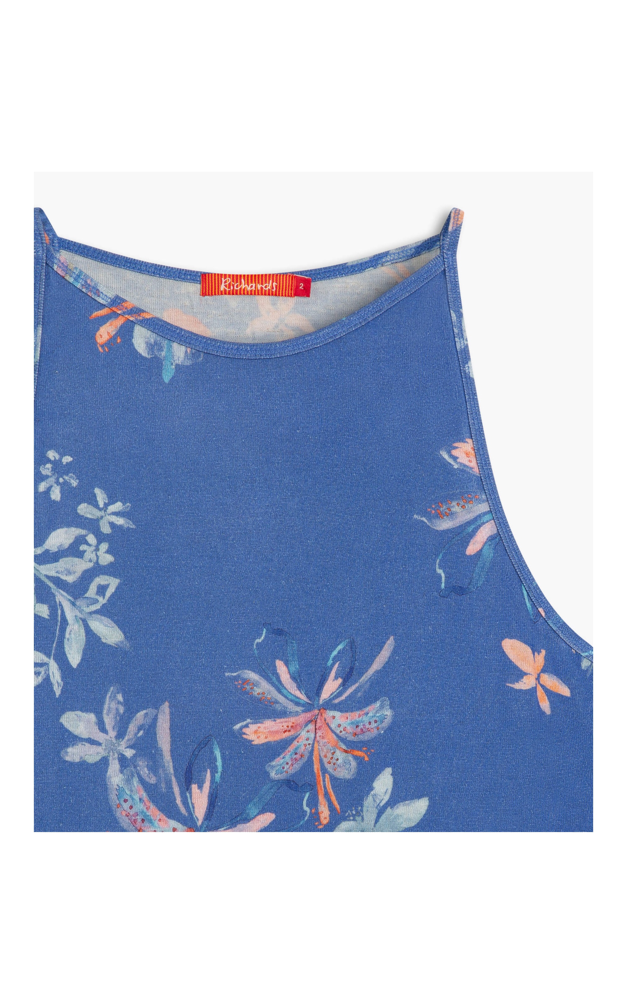 Regata Linho  Lika Estampa Soft Flower Azul Jeans