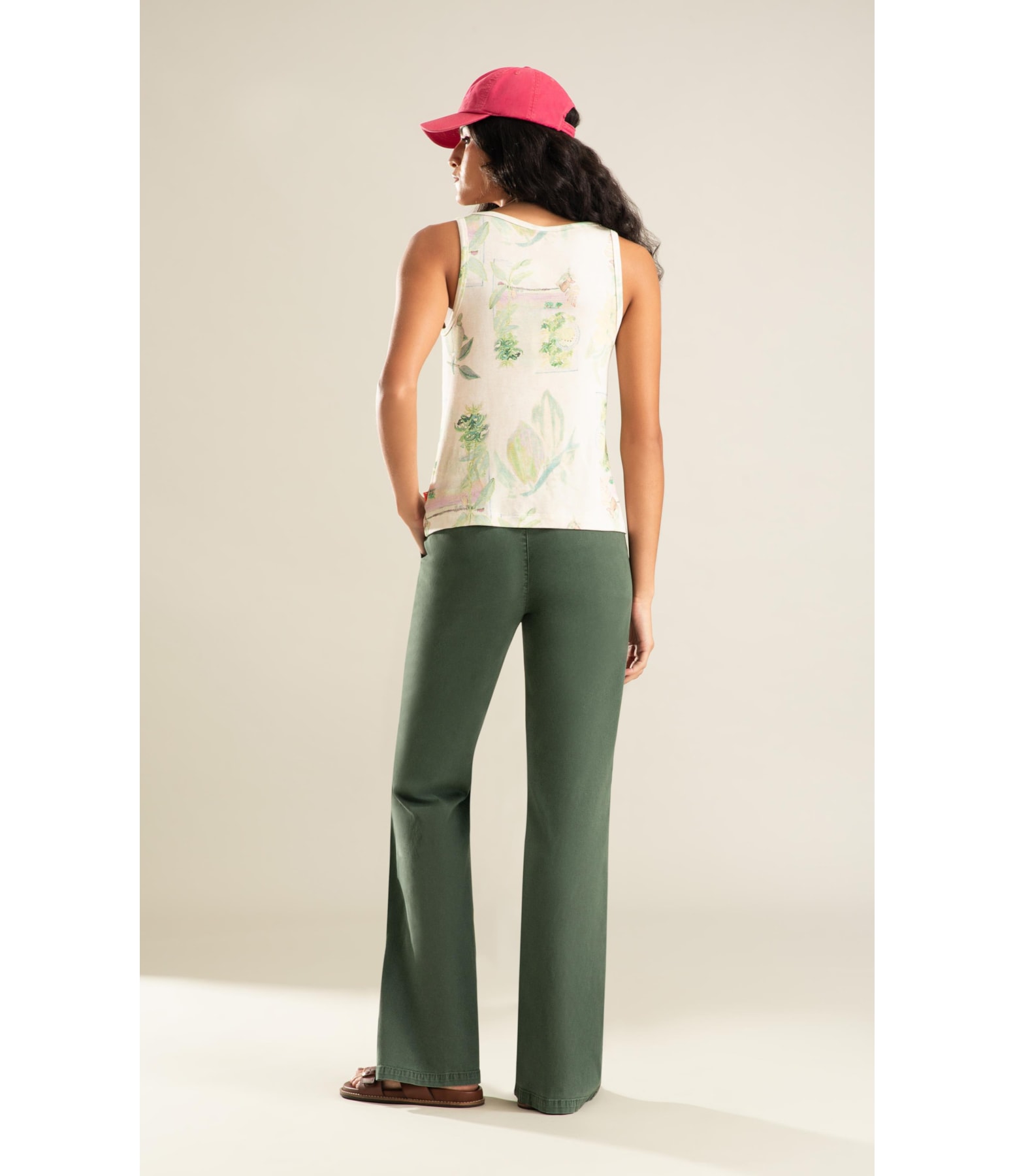 Regata Linho  Liria Estampa Tropical Natural