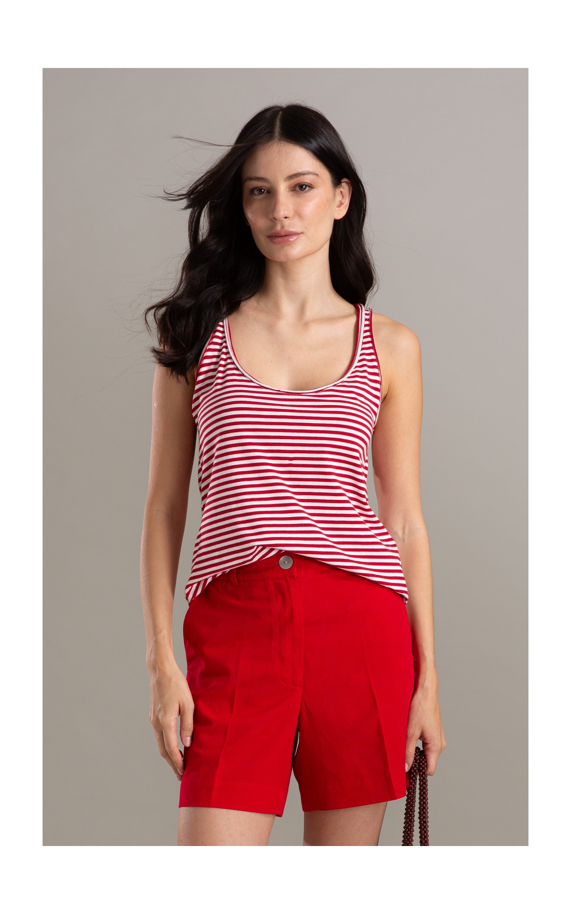 Regata Liria Listrada Vermelho