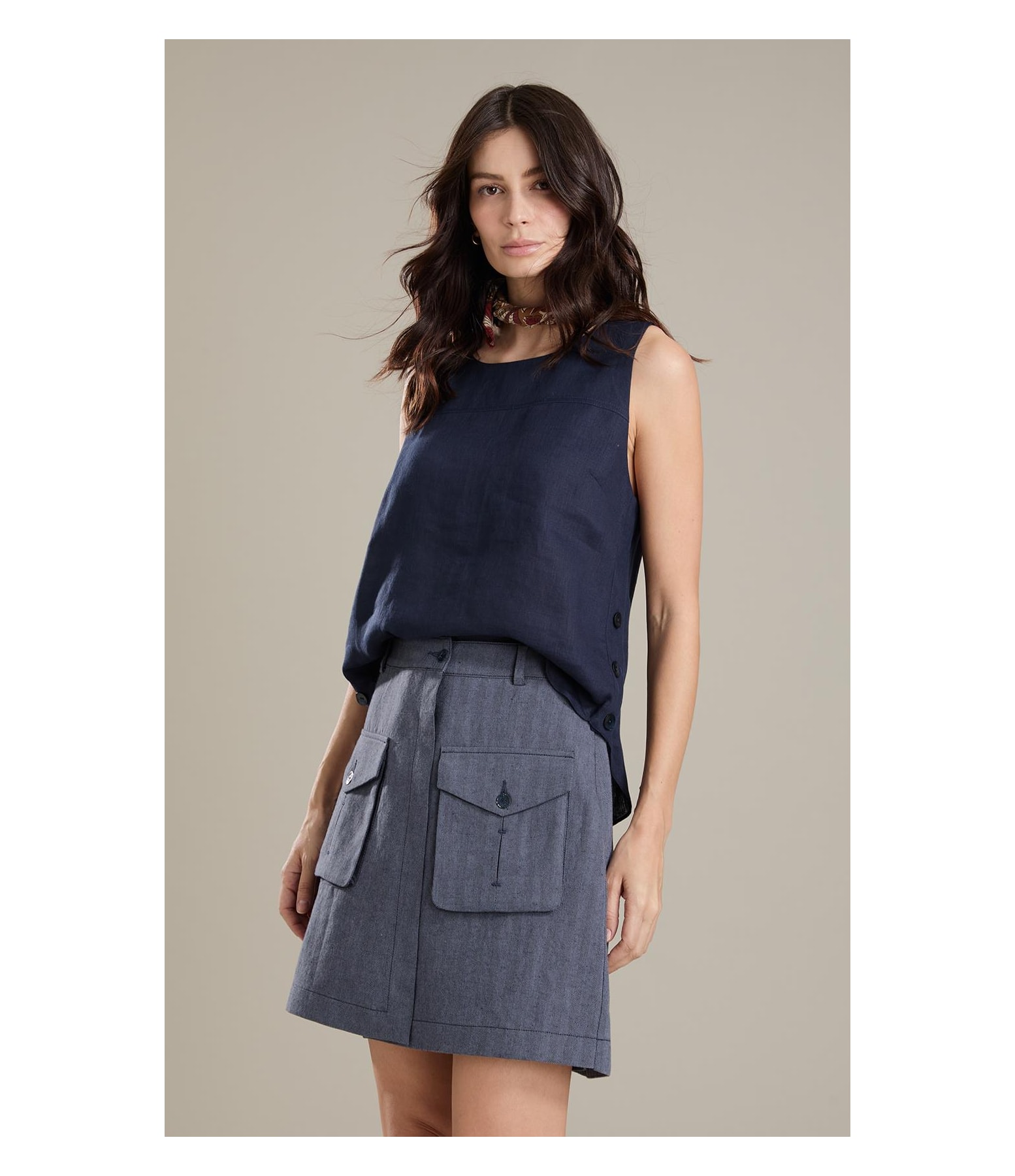 Regata  Puro Linho Melinda Dark Navy