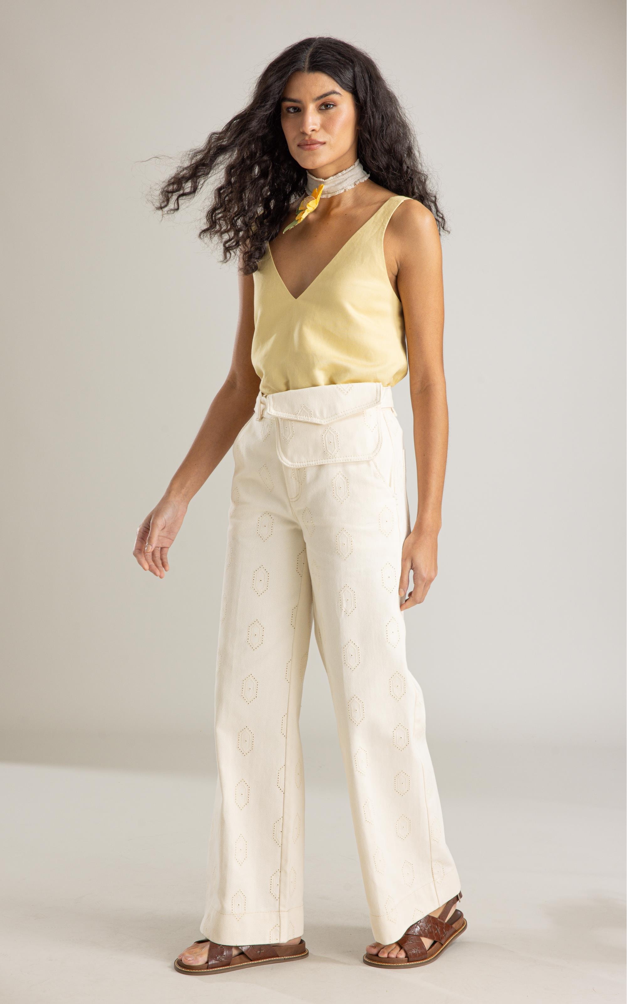 Regata Simas Linho Blend Amarelo Claro