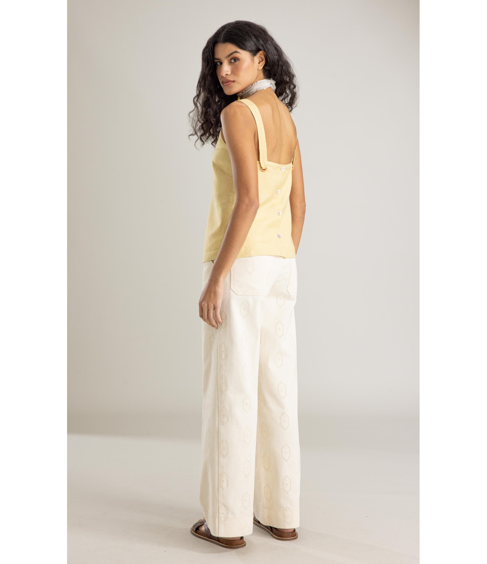 Regata Simas Linho Blend Amarelo Claro