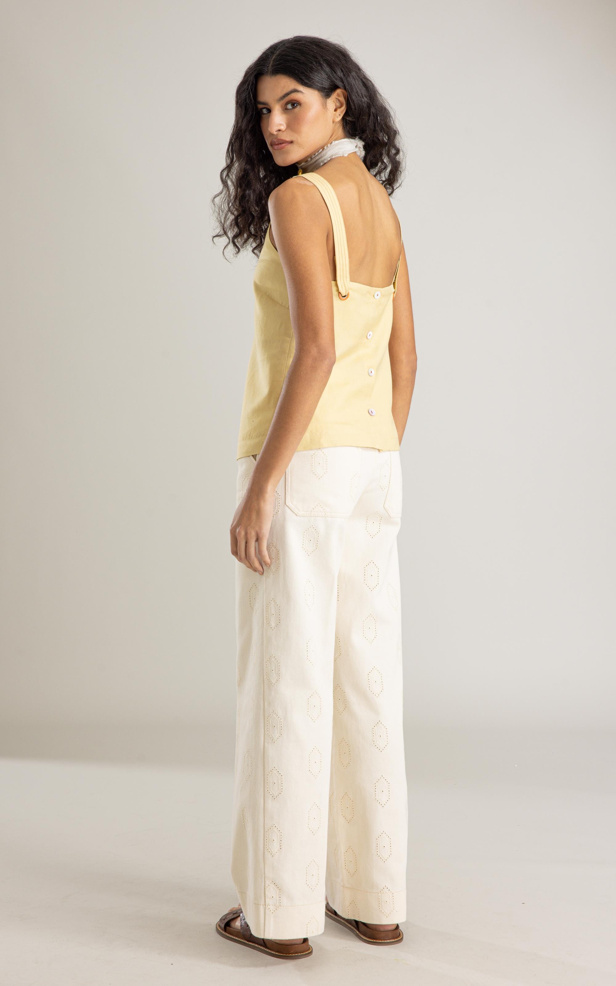 Regata Simas Linho Blend Amarelo Claro