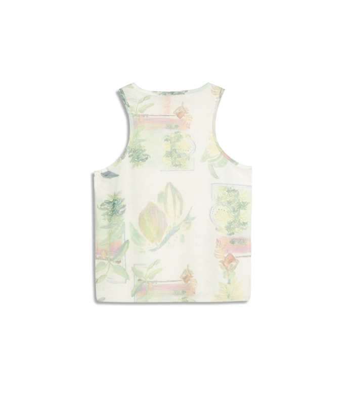 Regata Sofia Tule Estampa Listra Flor Branco