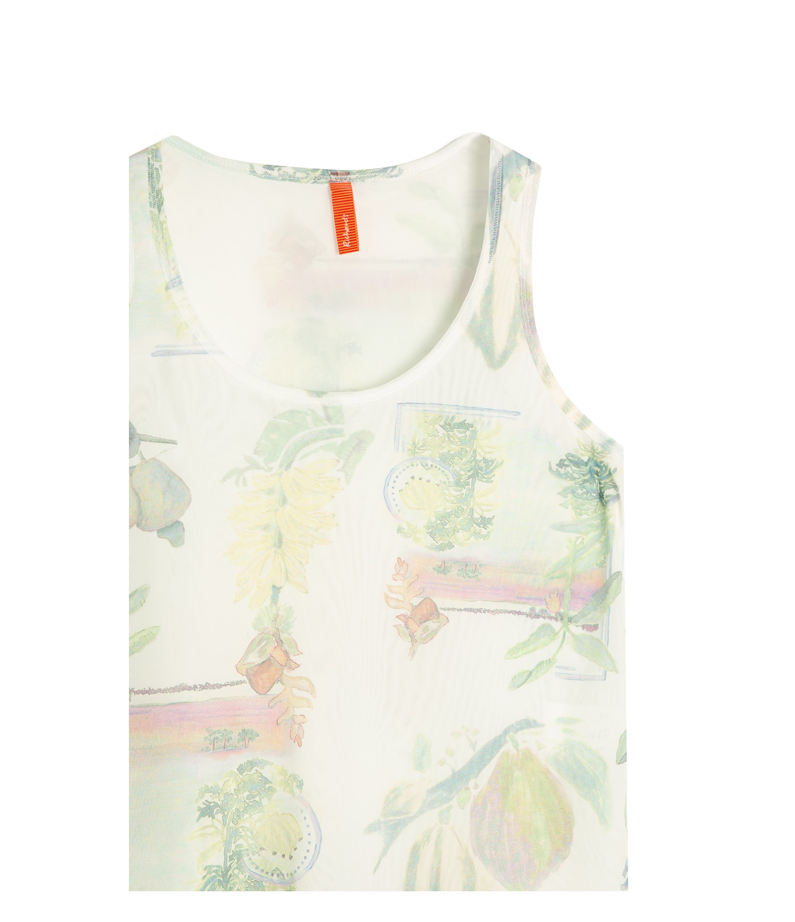 Regata Sofia Tule Estampa Listra Flor Branco