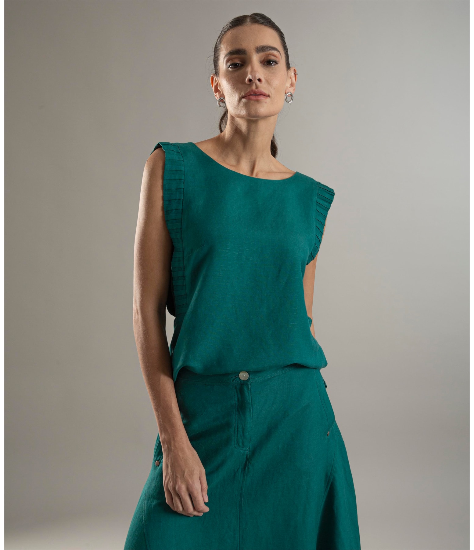Saia Aias Linho Liso Verde