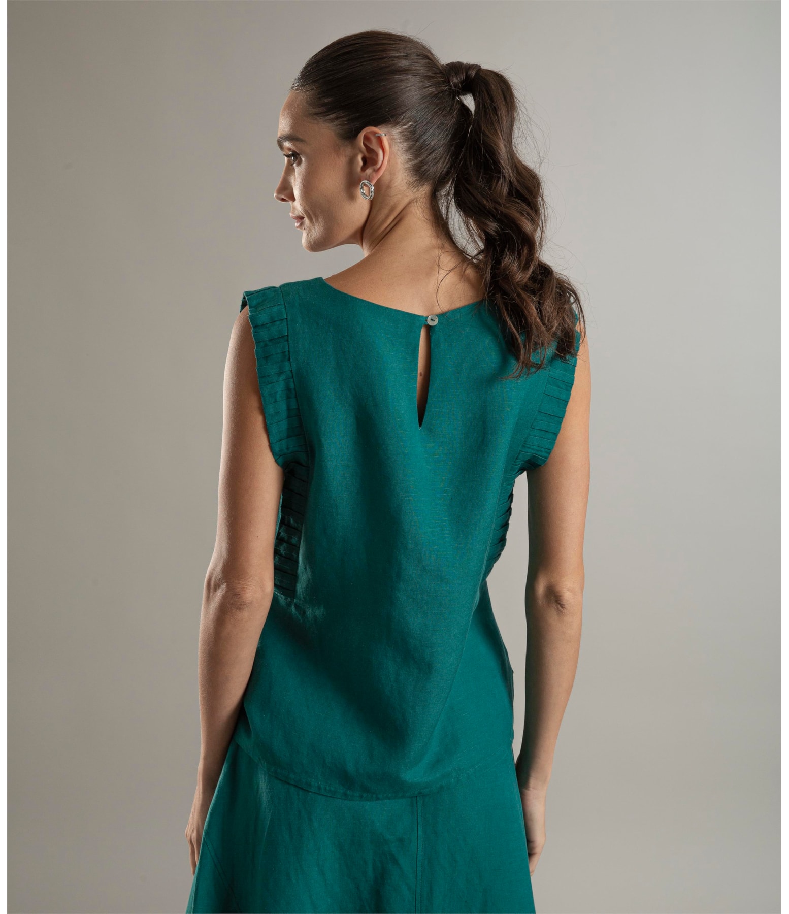 Saia Aias Linho Liso Verde