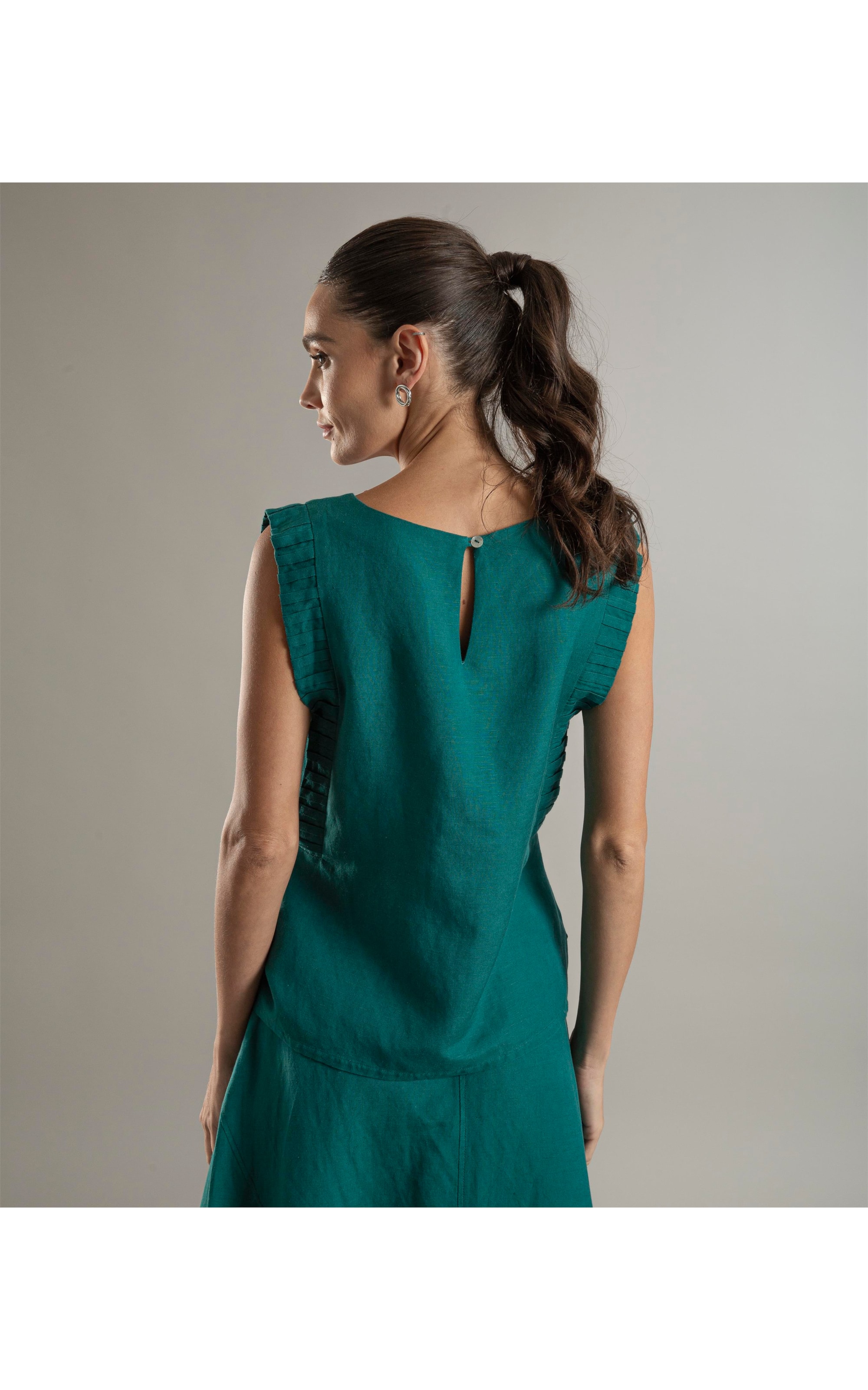 Saia Aias Linho Liso Verde