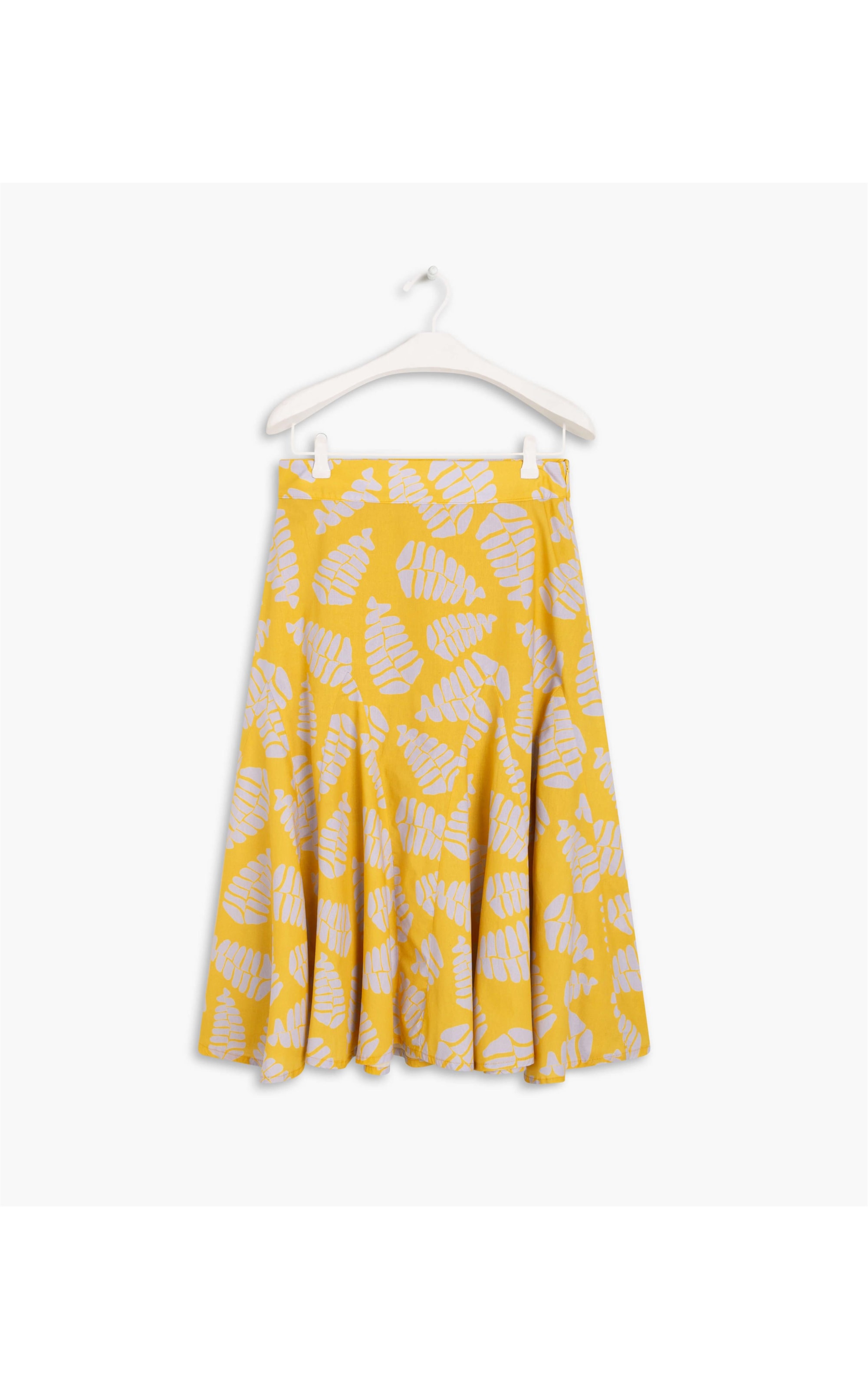 Saia Alaia Est Folhagem Voil de Algodao Amarelo
