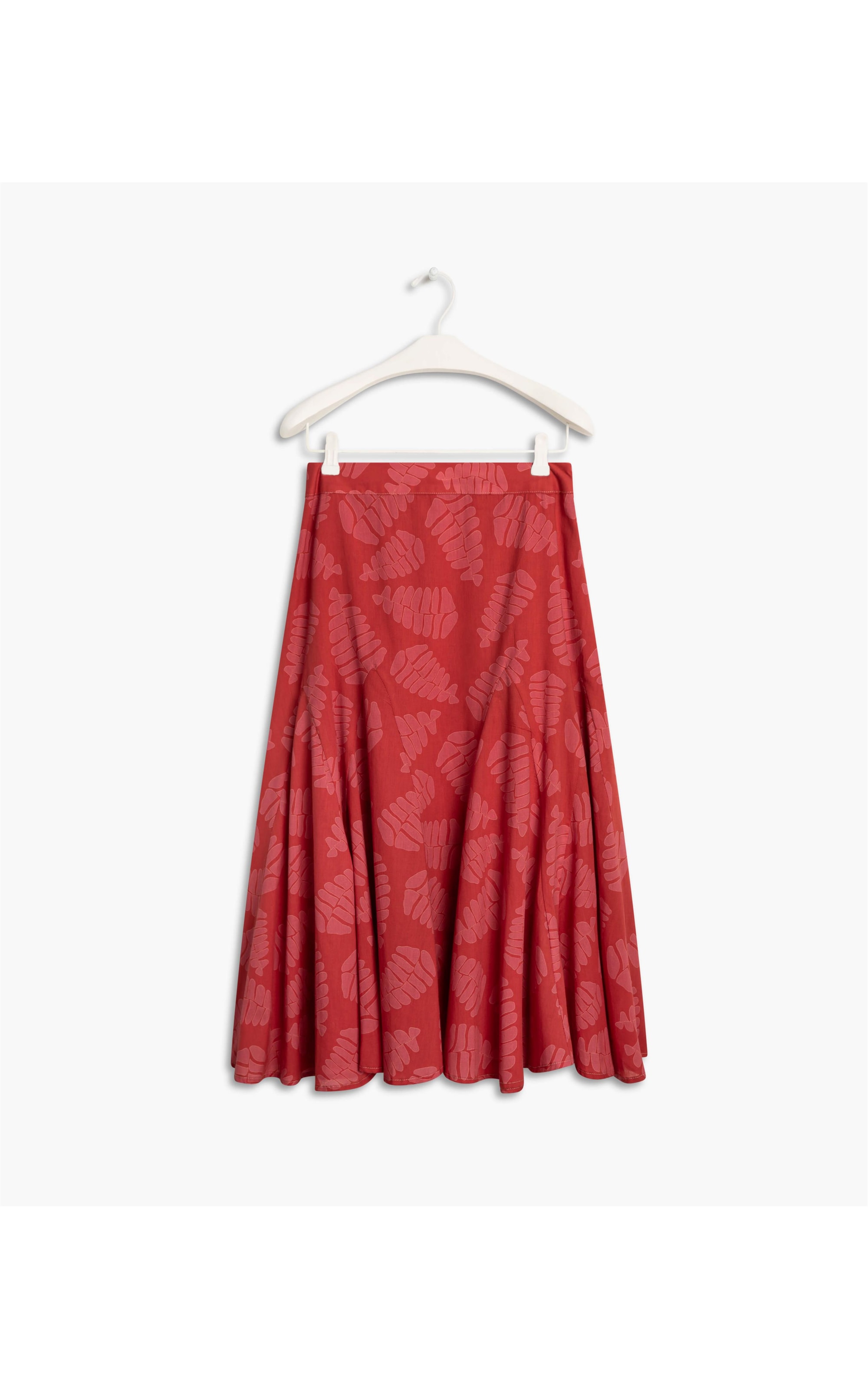 Saia Alaia Est Folhagem Voil de Algodao Vermelho