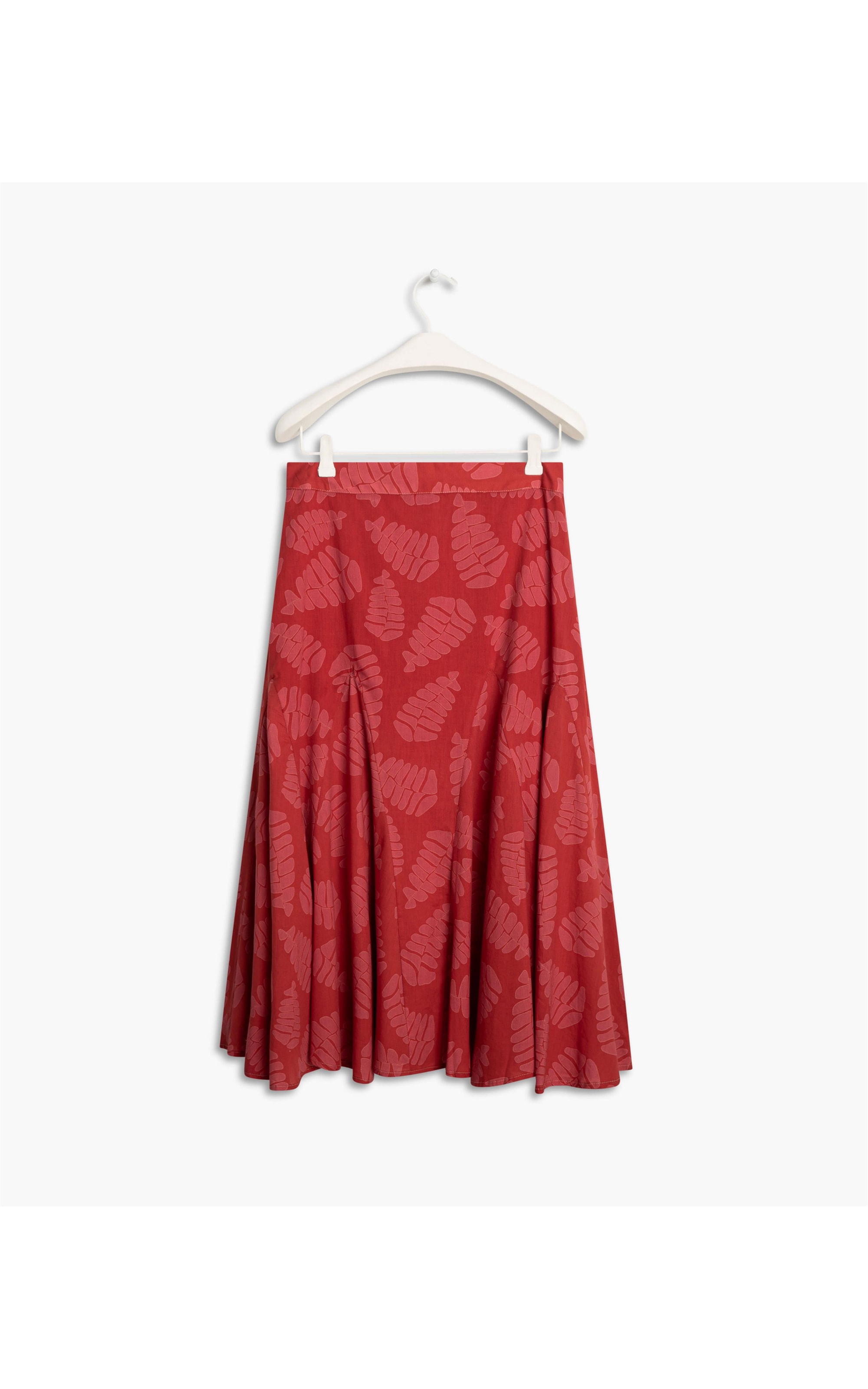 Saia Alaia Est Folhagem Voil de Algodao Vermelho