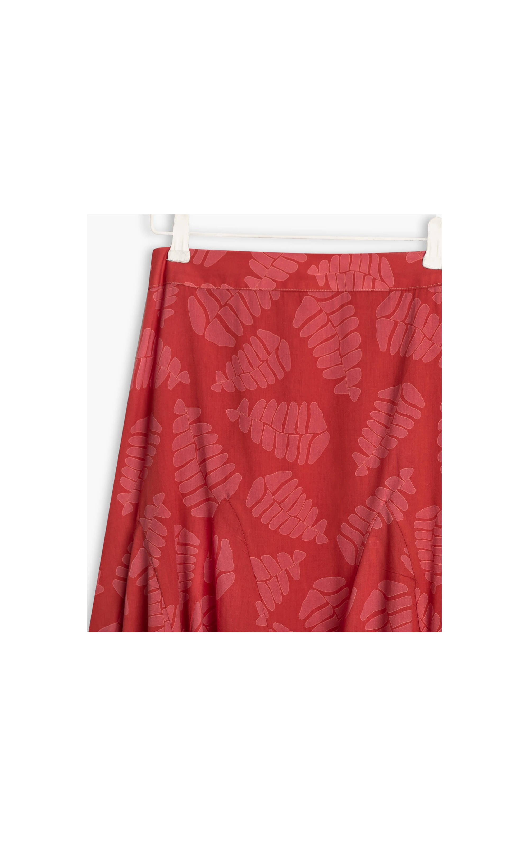 Saia Alaia Est Folhagem Voil de Algodao Vermelho