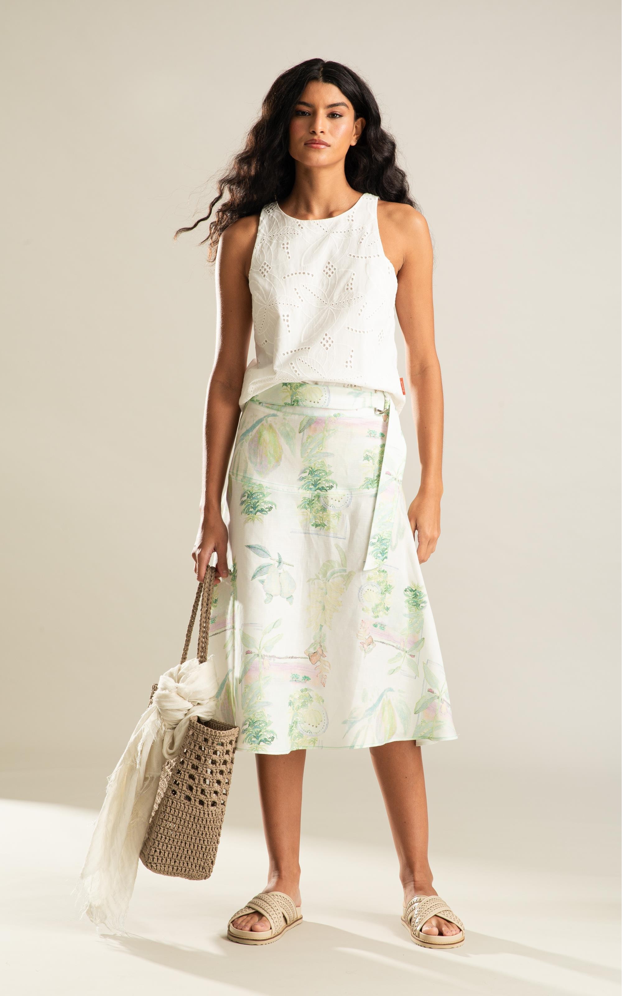 Saia Alina Lb Estampado Branco
