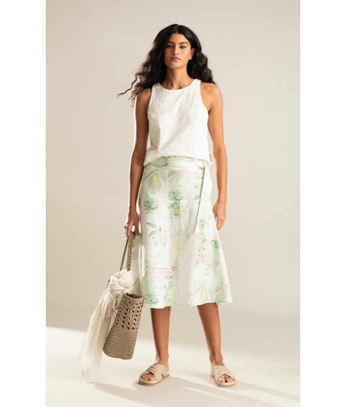 Saia Alina Lb Estampado Branco