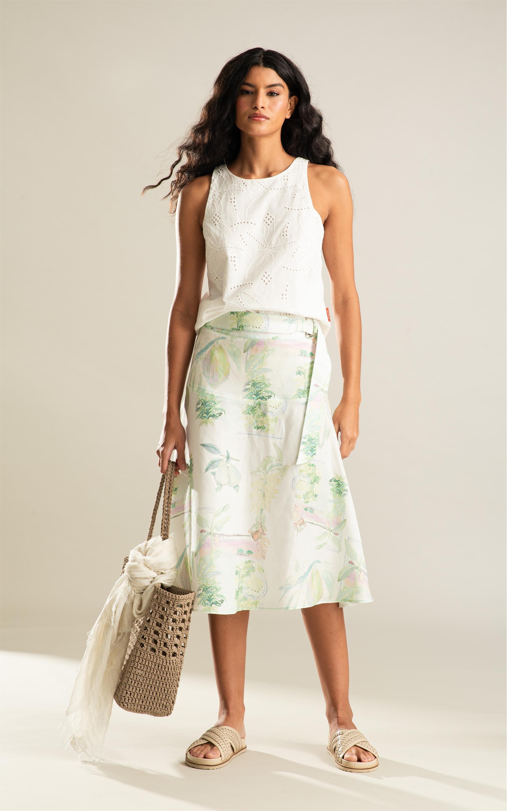 Saia Alina Lb Estampado Branco