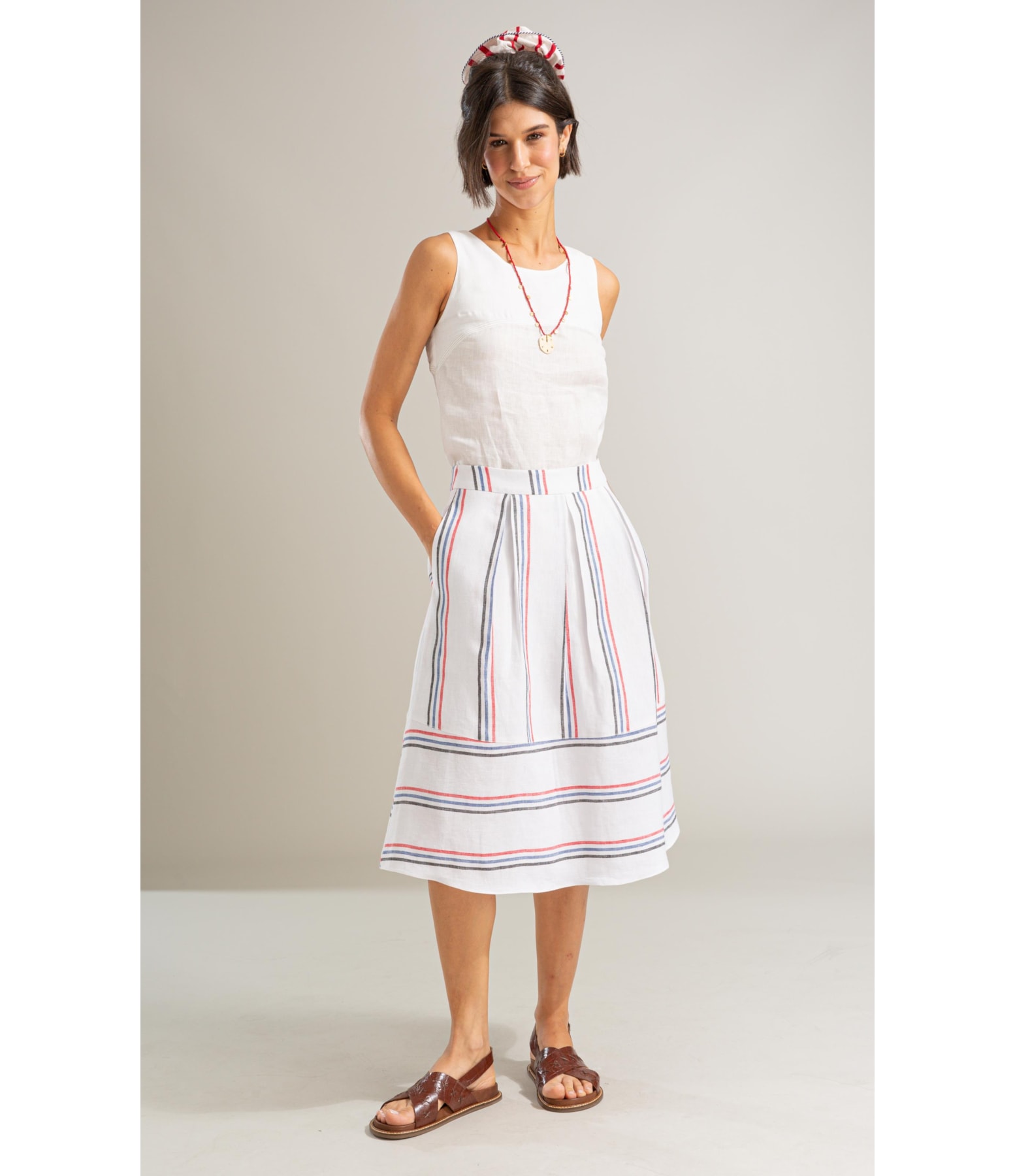 Saia America Linho Fio Tinto Branco