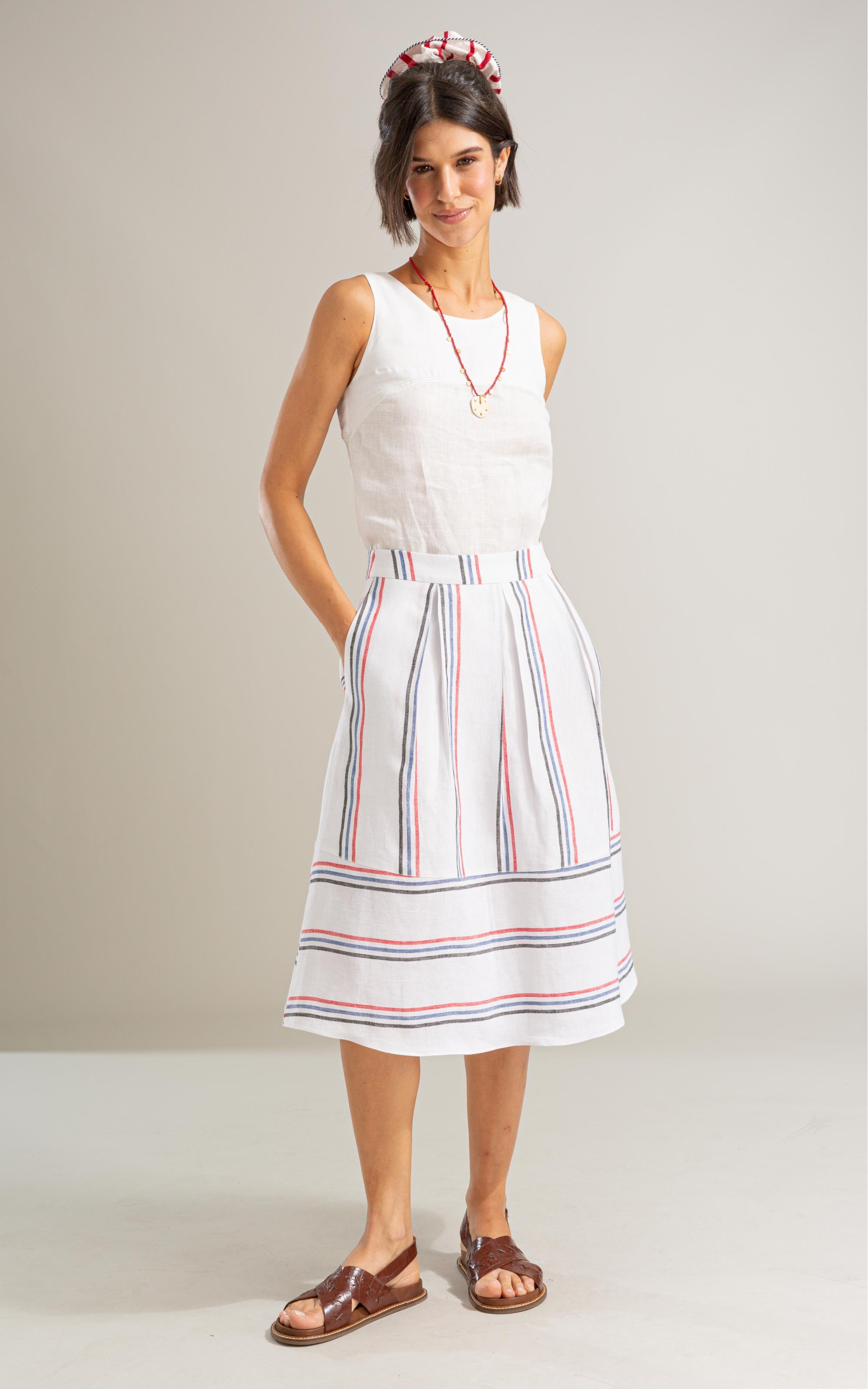 Saia America Linho Fio Tinto Branco