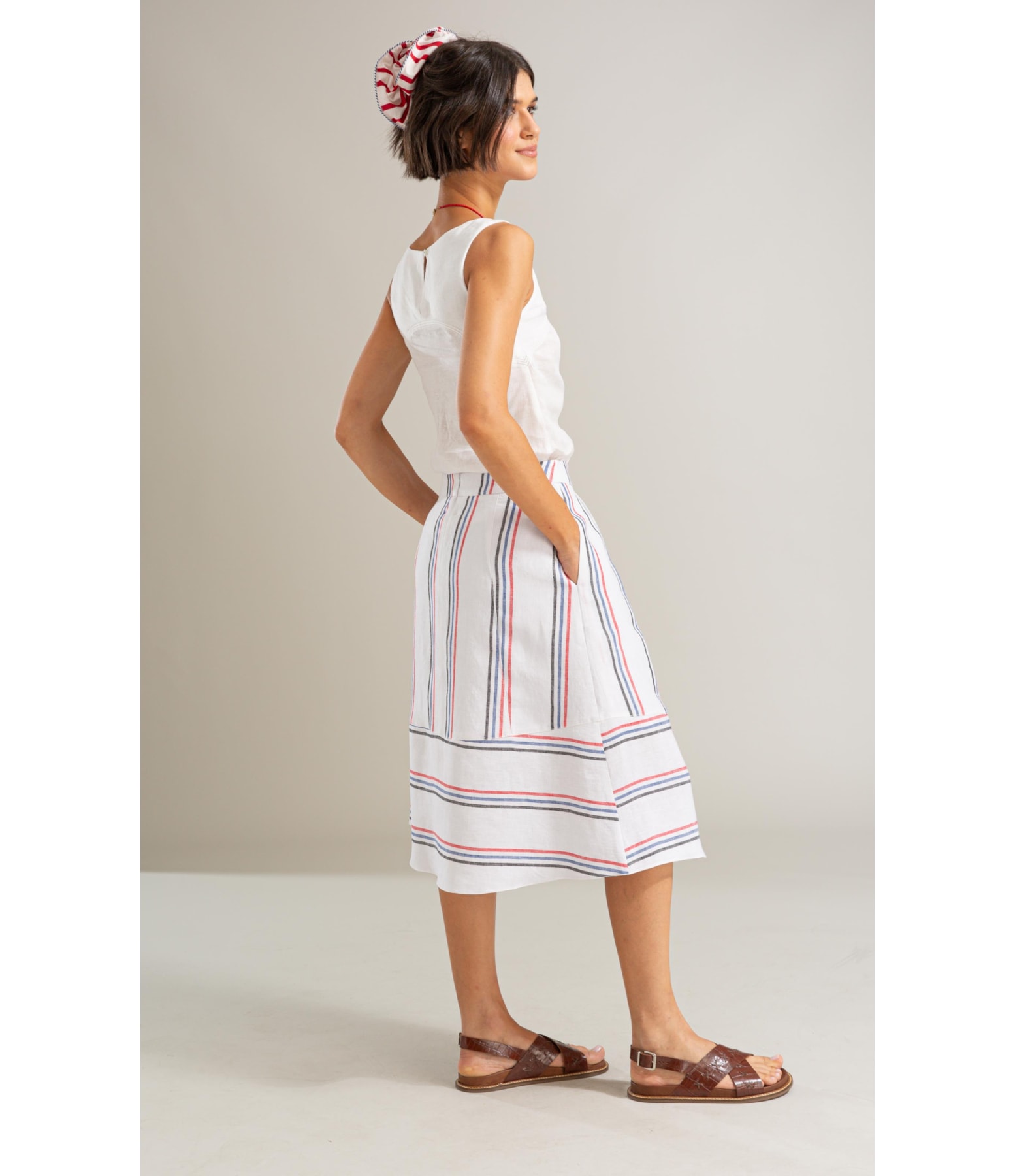 Saia America Linho Fio Tinto Branco