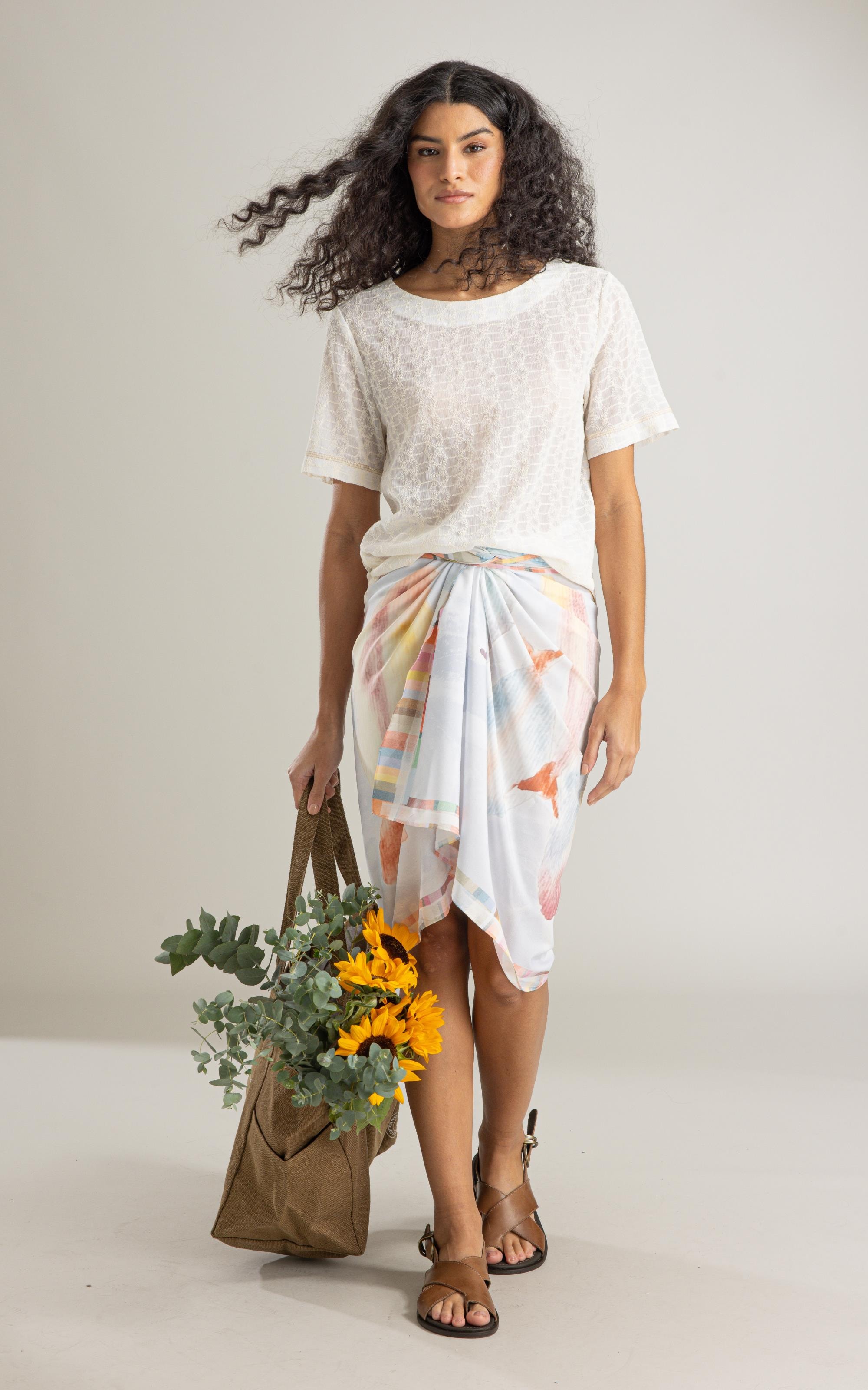 Saia Canga Oceana Est Peixes Azul Seco