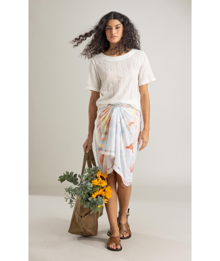 Saia Canga Oceana Est Peixes Azul Seco