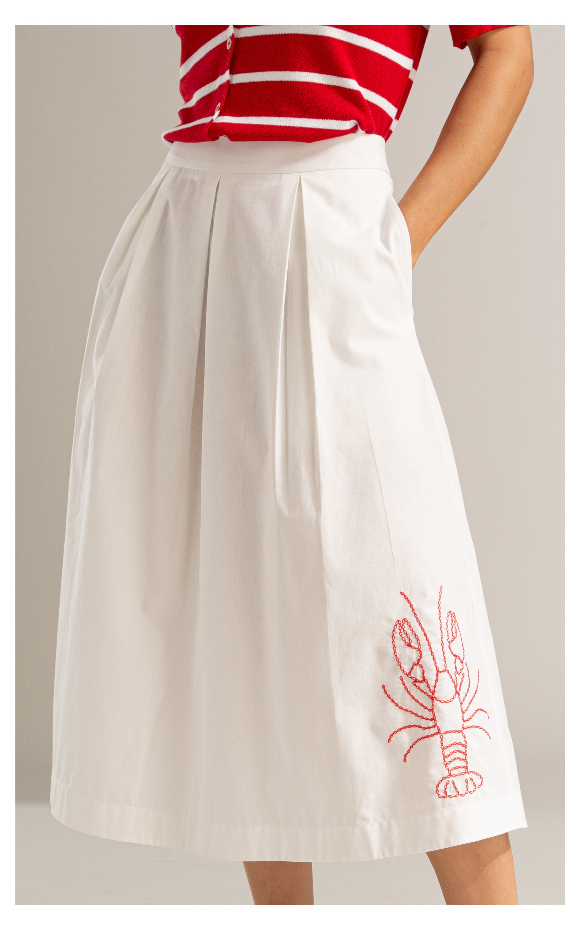 Saia Elsa Algodao Liso Branco