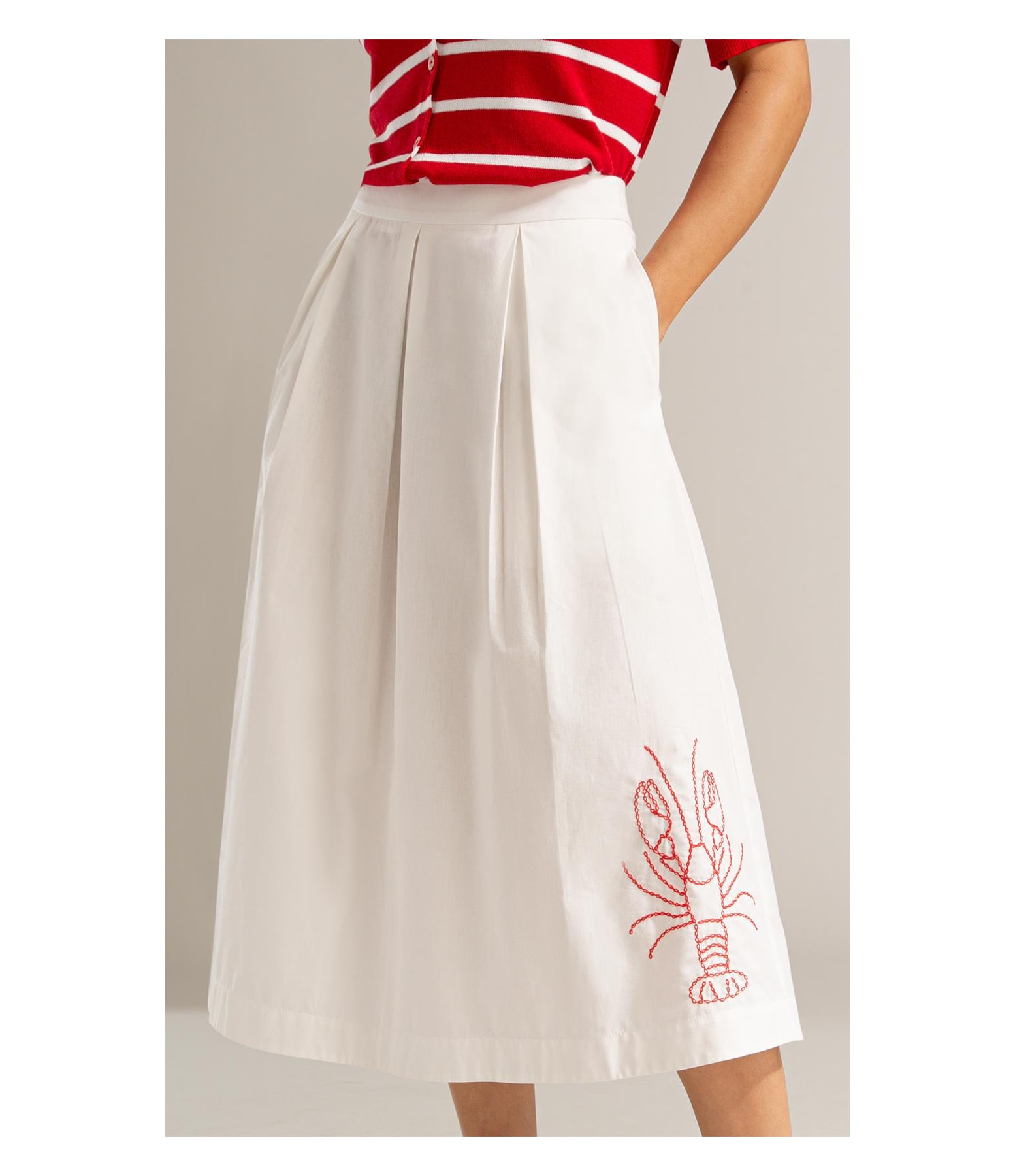 Saia Elsa Algodao Liso Branco